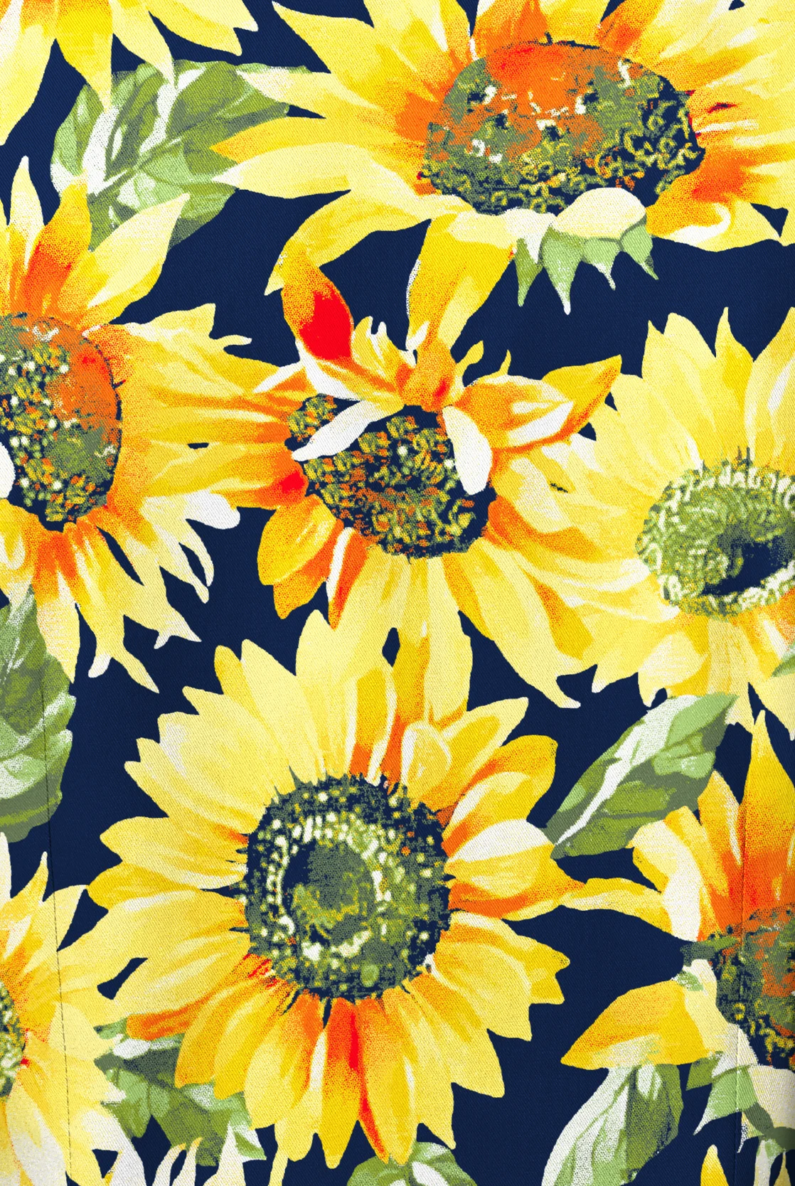 Chaqueta médica estampada UA Butter-Soft STRETCH Tuscan Sunflowers Navy con 3 bolsillos y botones a presión para mujer