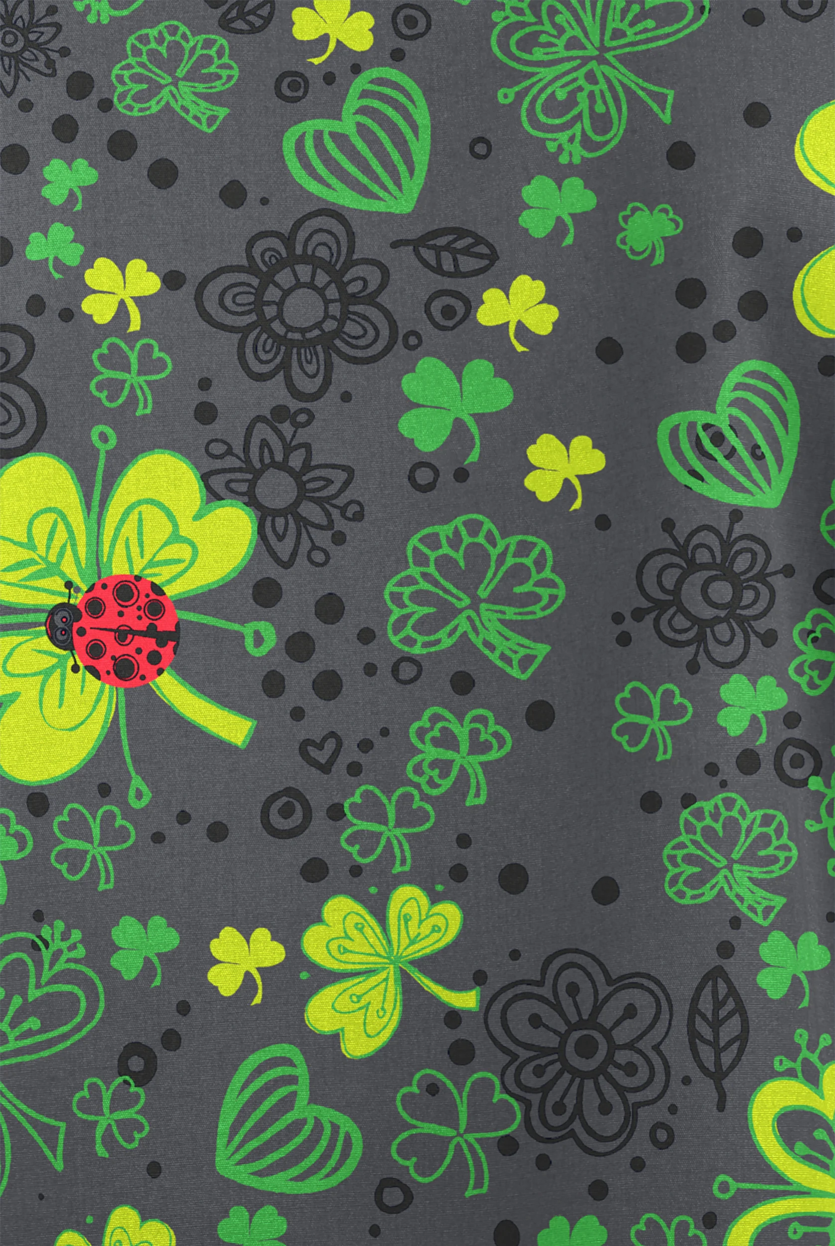 Happy Scrubs Ladies & Clovers Pewter Unisex 2-Pocket V-Neck Print Scrub Top