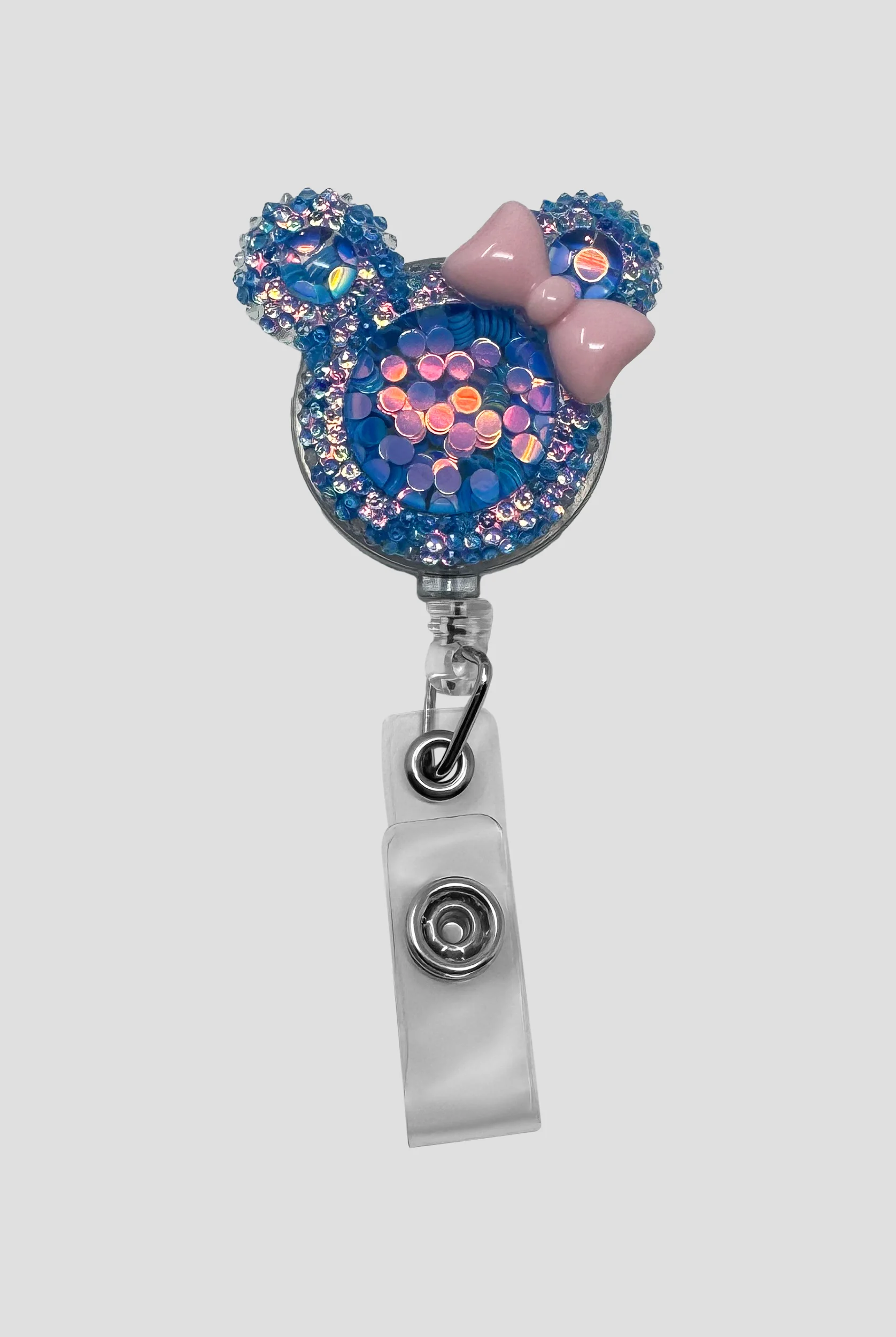 Cutieful Blue Mouse Ears Retractable Acrylic ID Badge Holder