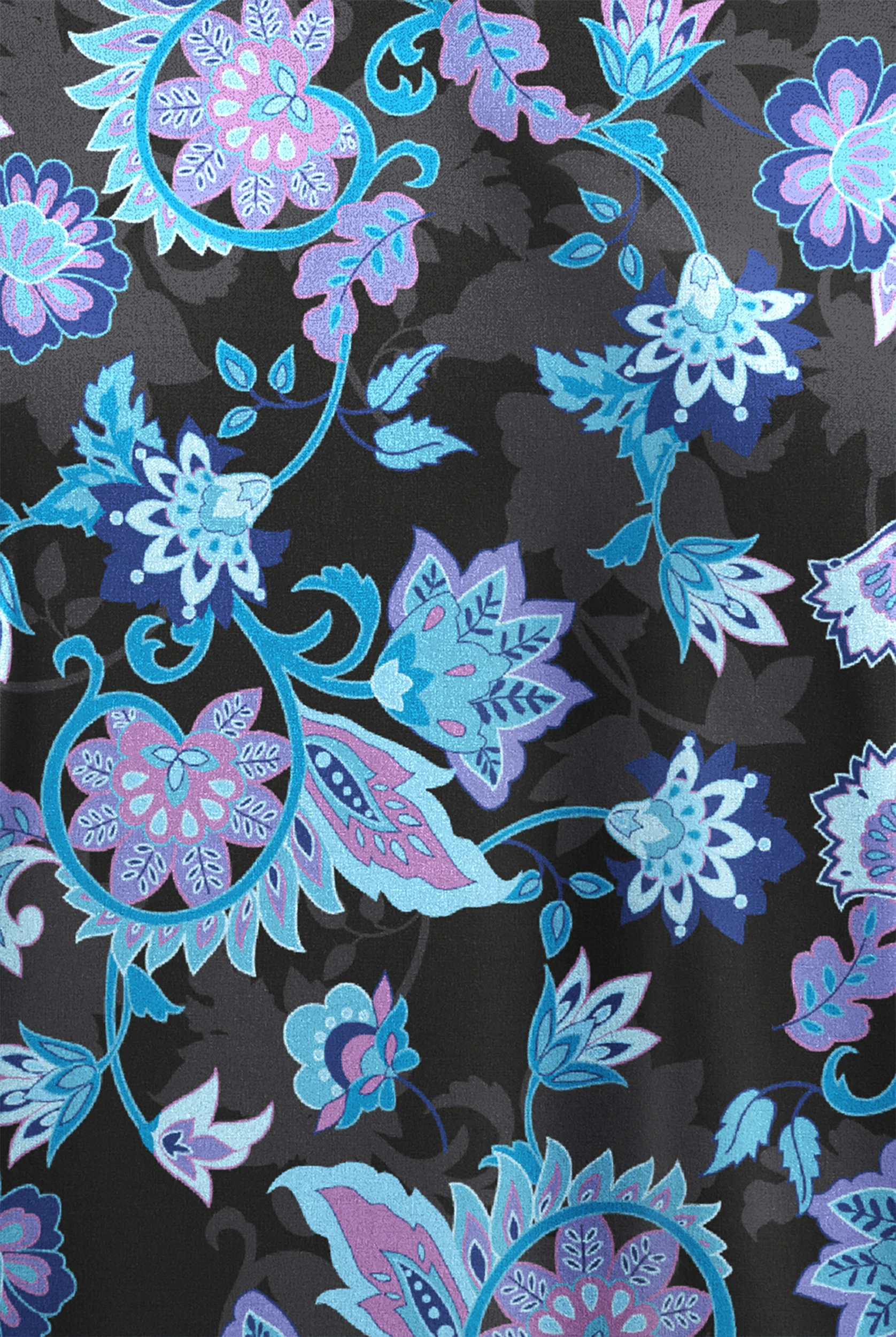 Butter-Soft STRETCH Jacobean Spring Women’s 4-Pocket Notch-Neck Print Scrub Top