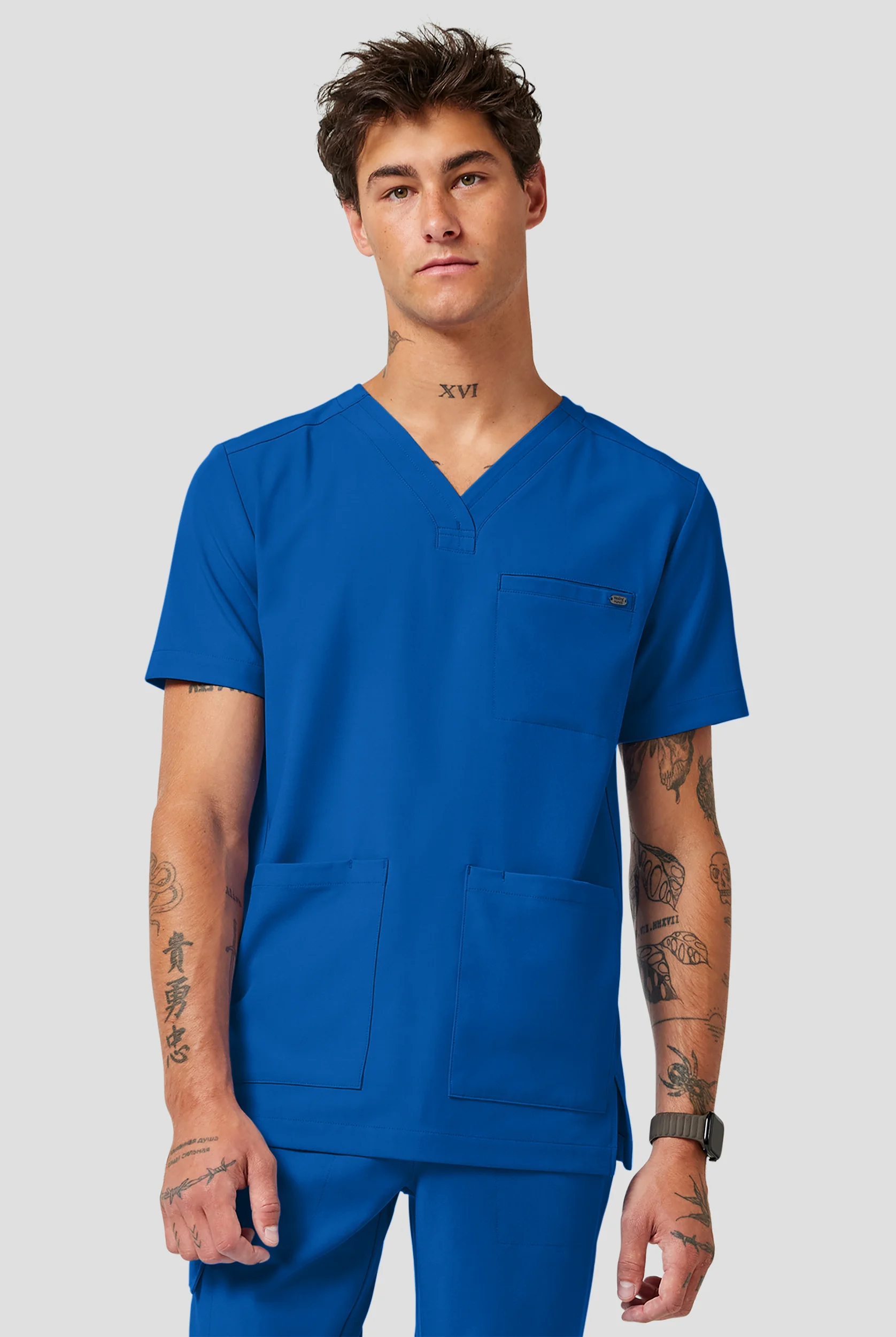 Camisa m&eacute;dica Healing Hands Quest Avery STRETCH con 4 bolsillos y cuello en Y para hombre