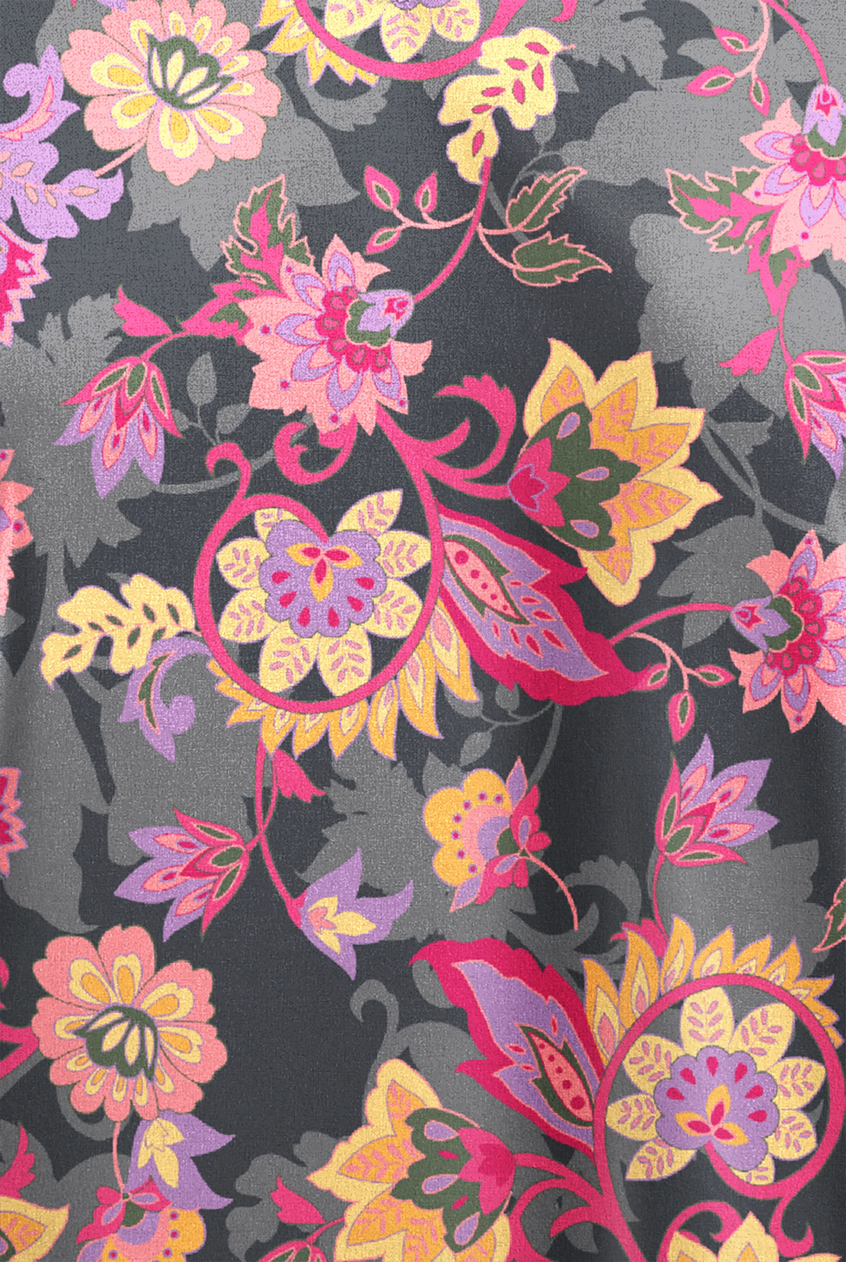 Butter-Soft STRETCH Jacobean Spring Pewter Women’s 4-Pocket Notch-Neck Print Scrub Top