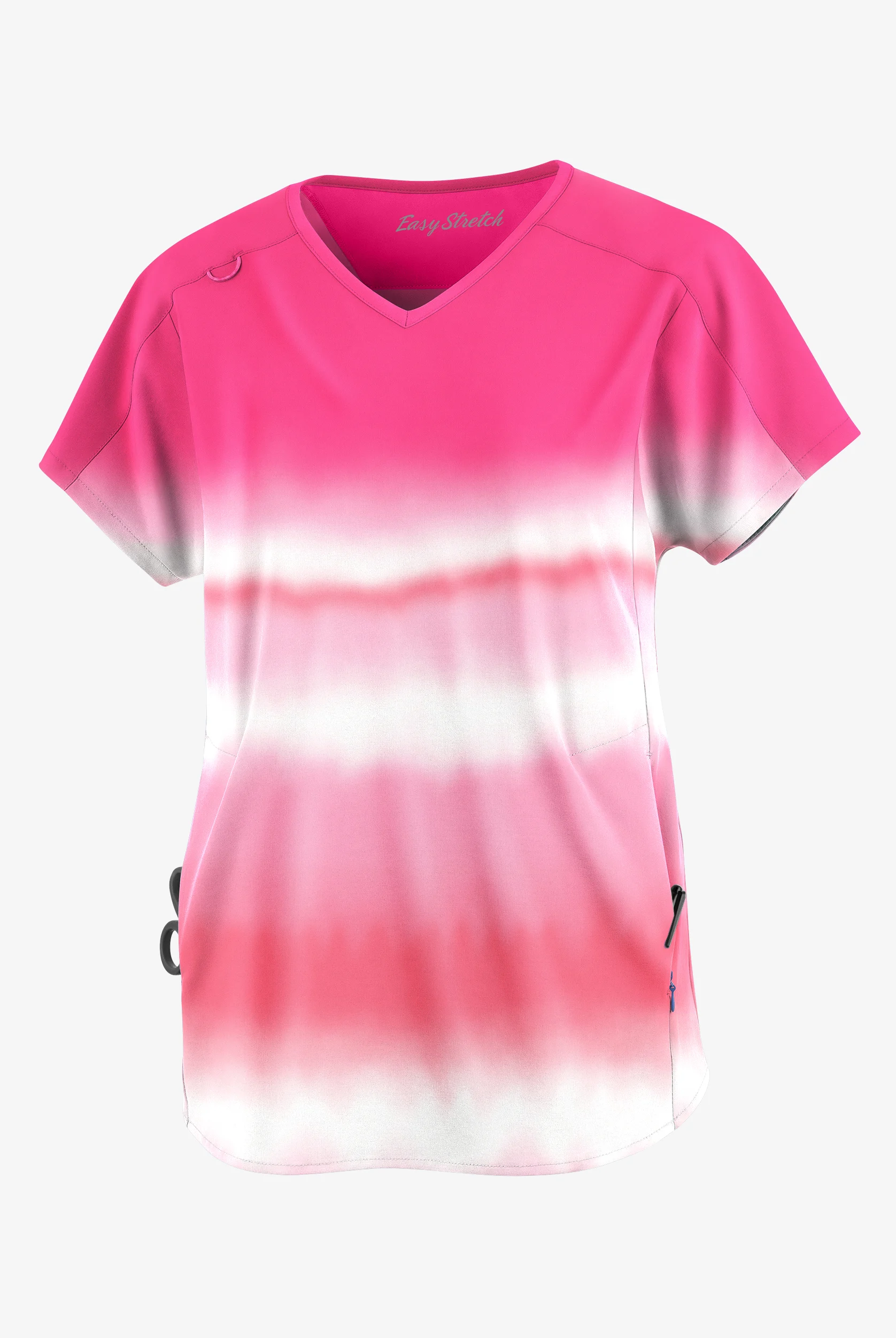 Easy STRETCH Waterfall Stripe Flirt Women's 2-Pocket Dolman Sleeve V-Neck Print Scrub Top