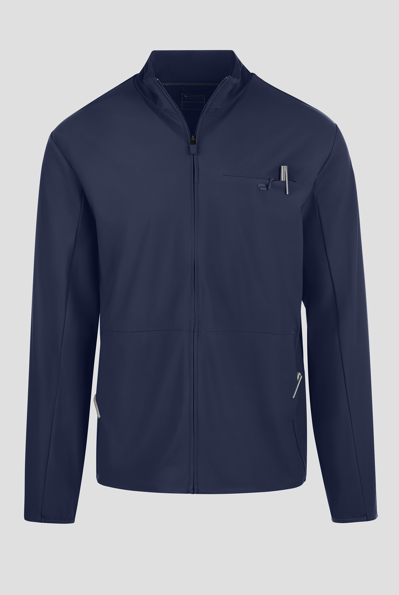Infinity Pursuit Men's 3-Pocket STRETCH Front Zip Warm-Up Scrub Jacket