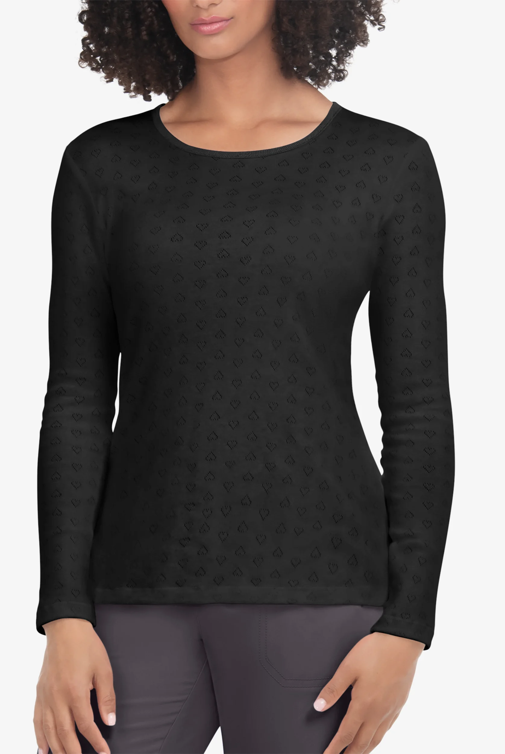 koi Essentials Rohan Women's Heart Pointelle Long Sleeve Underscrub