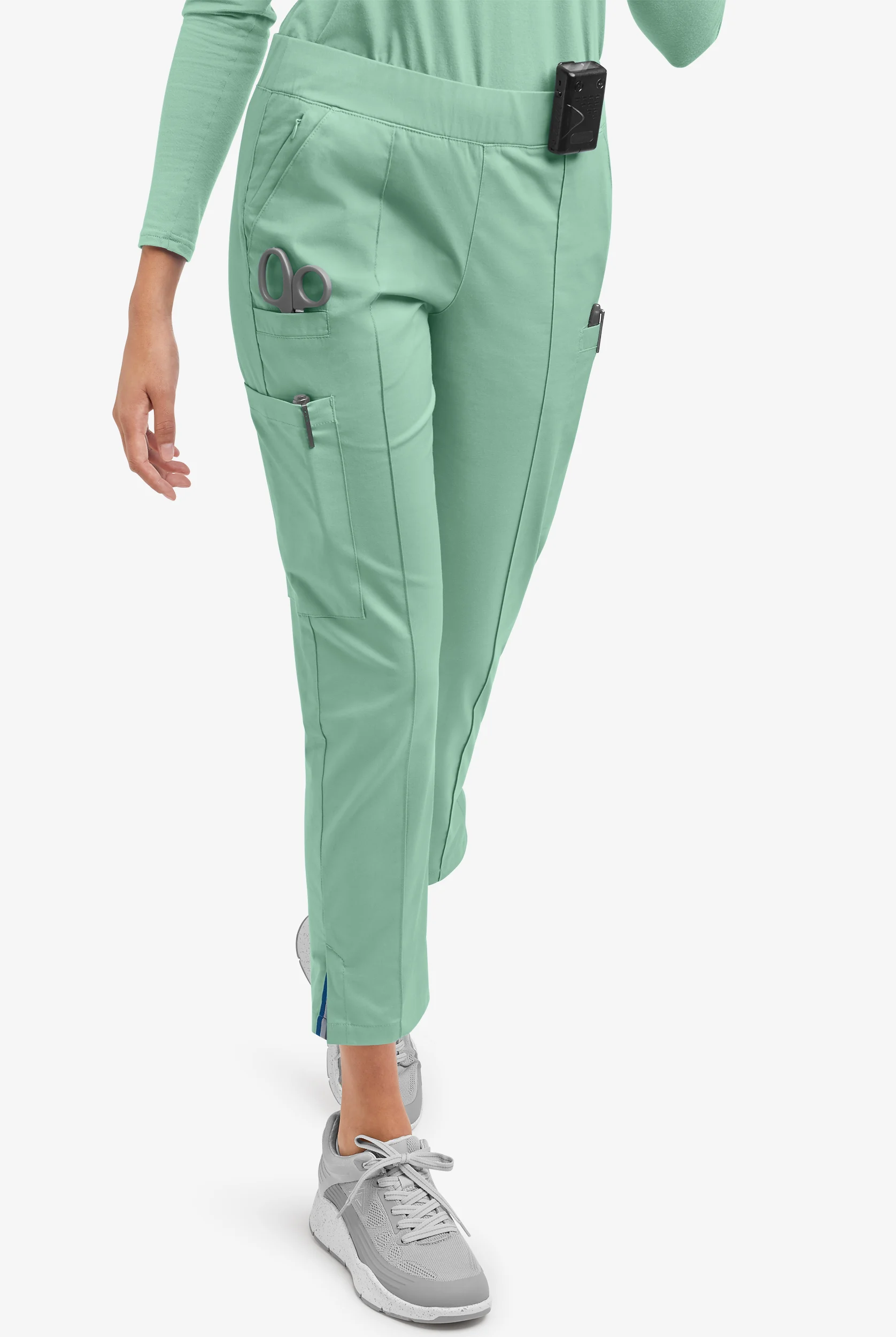 Butter-Soft STRETCH Women's 6-Pocket Pin-Tuck Crop Slim with Sport Trim Detail Scrub Pants