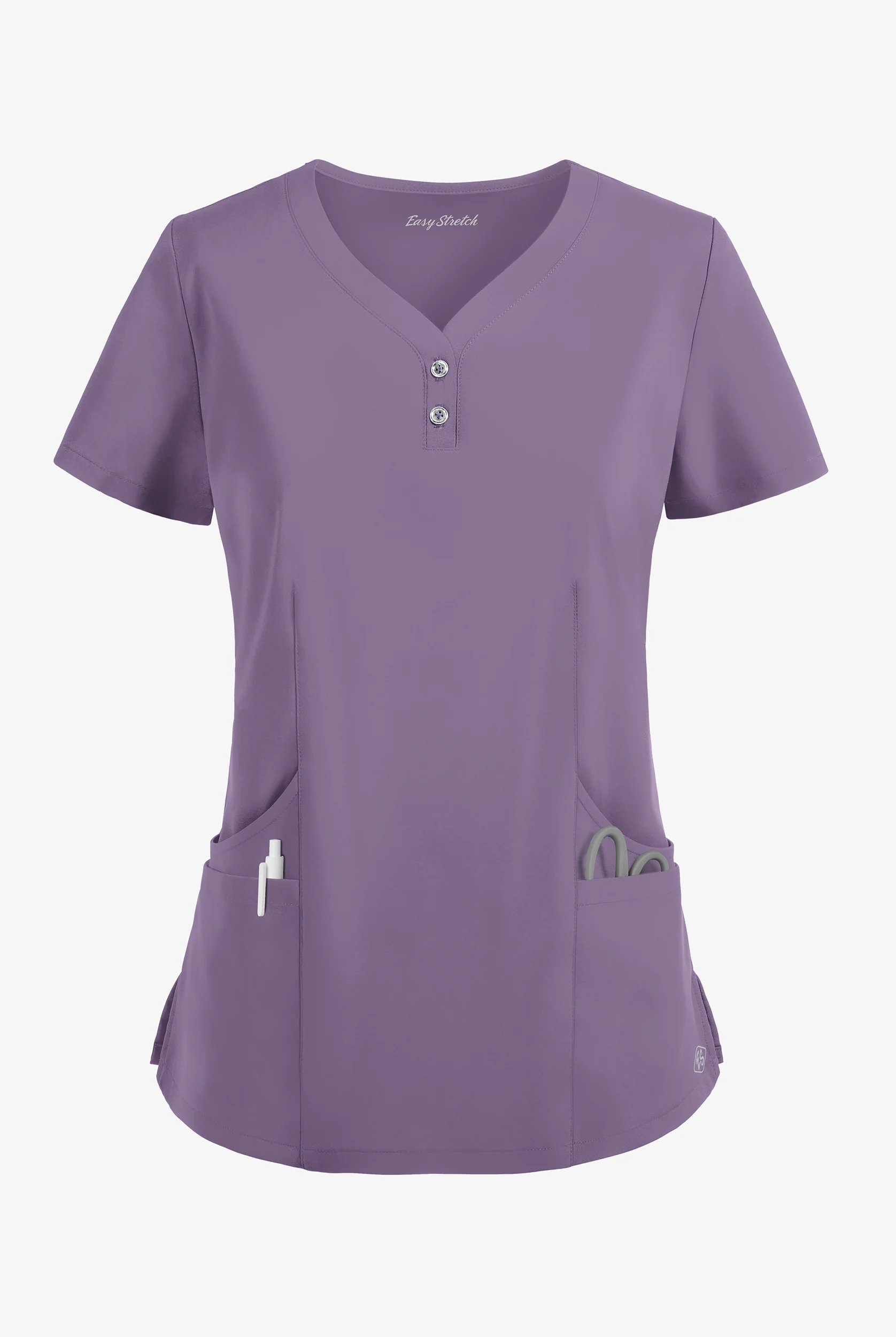 Easy STRETCH Demi Women's 4-Pocket Henley Scrub Top