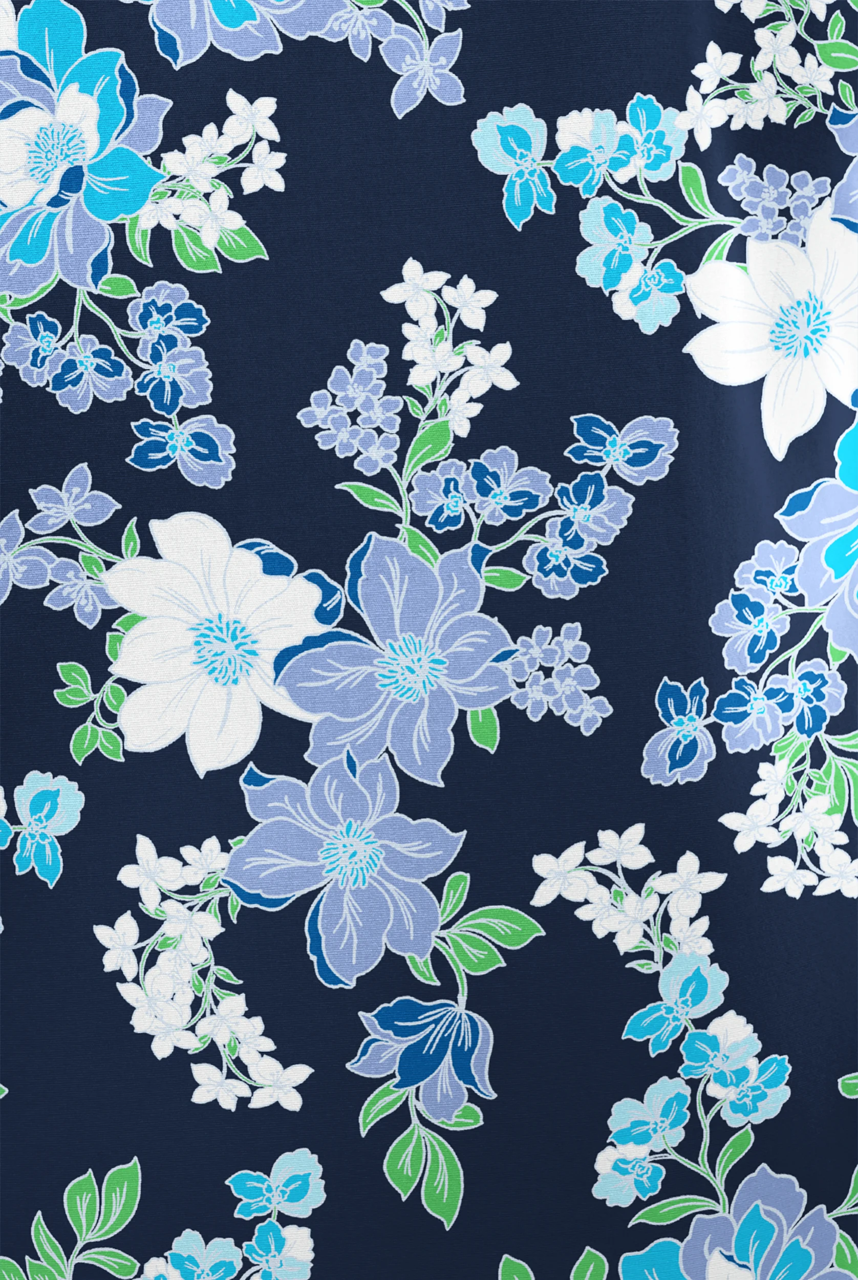 Butter-Soft Originals Florentine Floral Navy Women's 6-Pocket Mandarin Collar Print Scrub Top