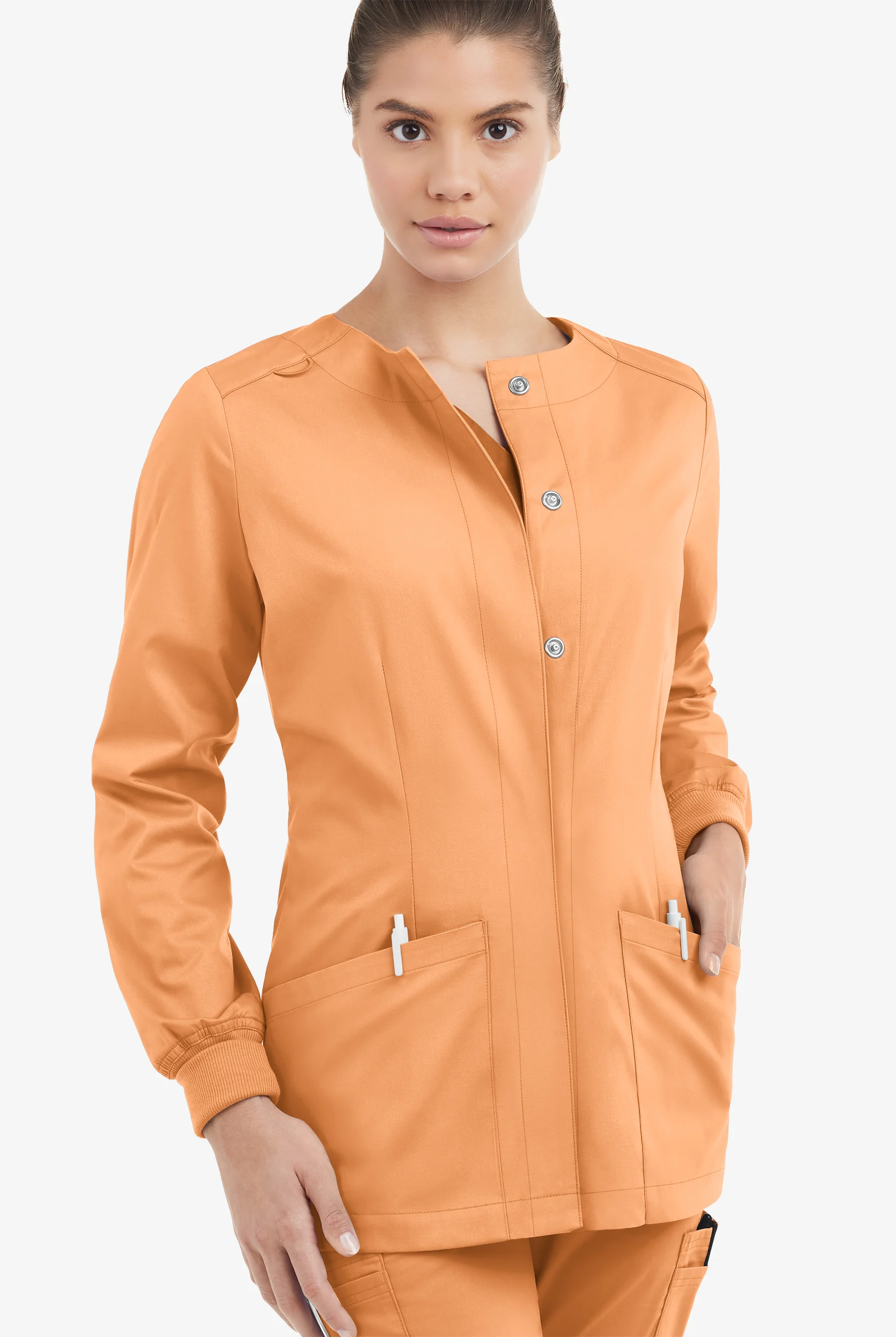 Butter-Soft STRETCH Women's 2-Pocket Long Sleeve Snap Front Scrub Jacket