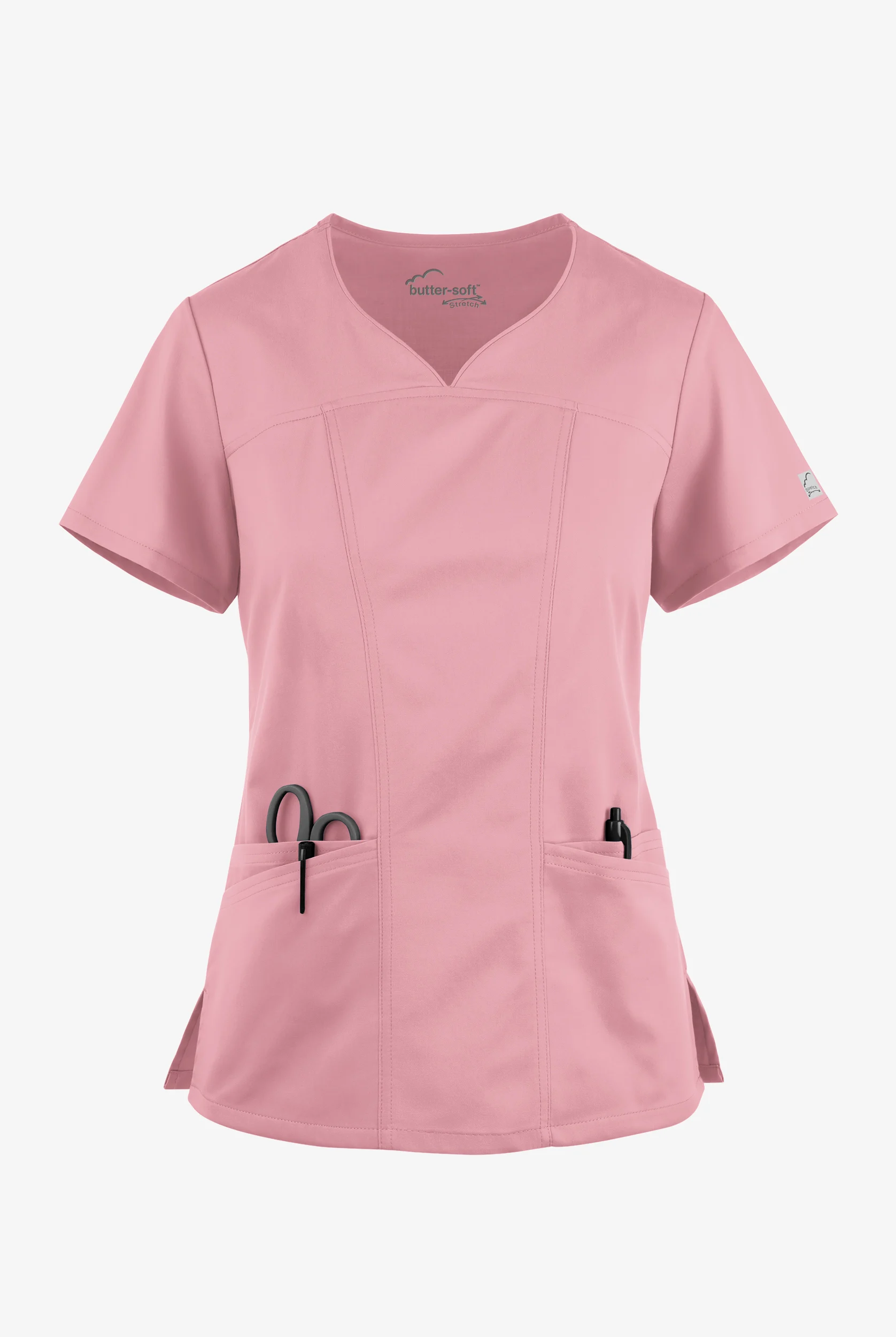 Butter-Soft STRETCH Women's 4-Pocket Sweetheart Neck Scrub Top