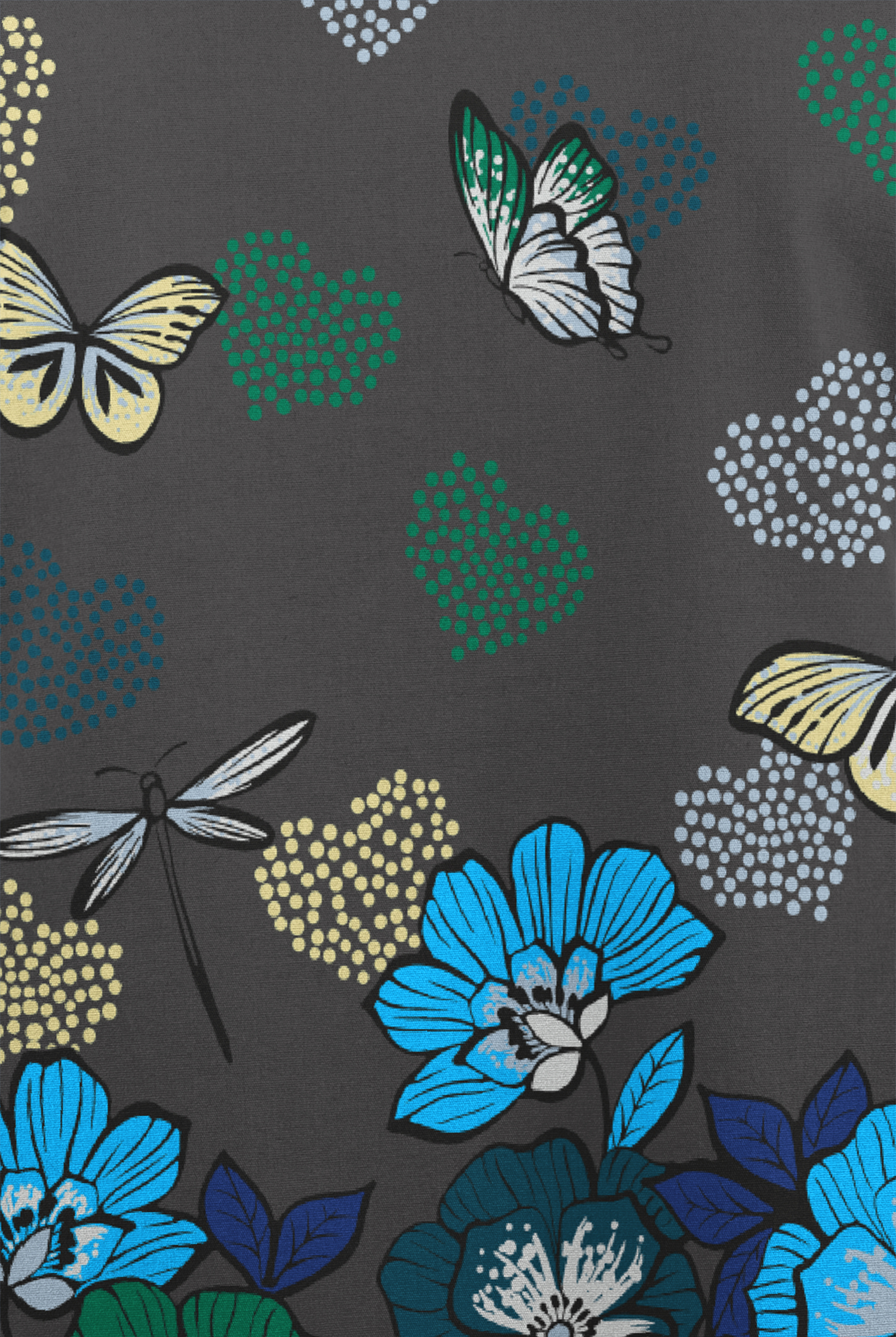 Butter-Soft Originals Butterfly Valley Pewter Women's 2-Pocket Scallop Neck Print Scrub Top