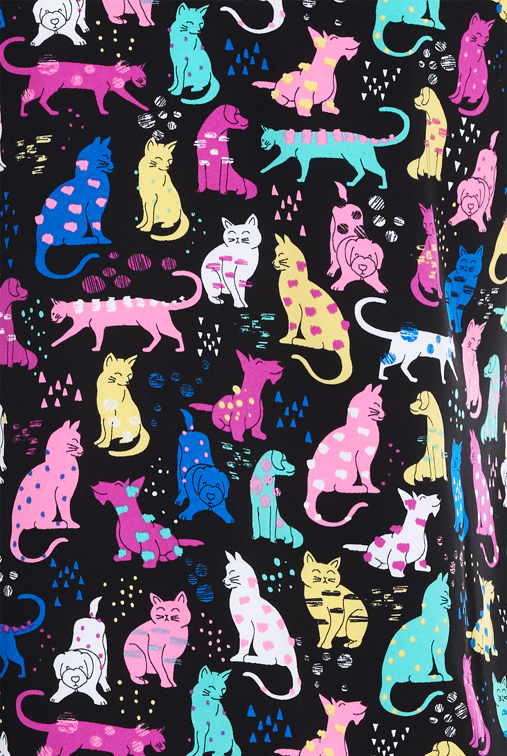 Wink Darling Dots Cats Women's 2-Pocket STRETCH V-Neck Print Scrub Top