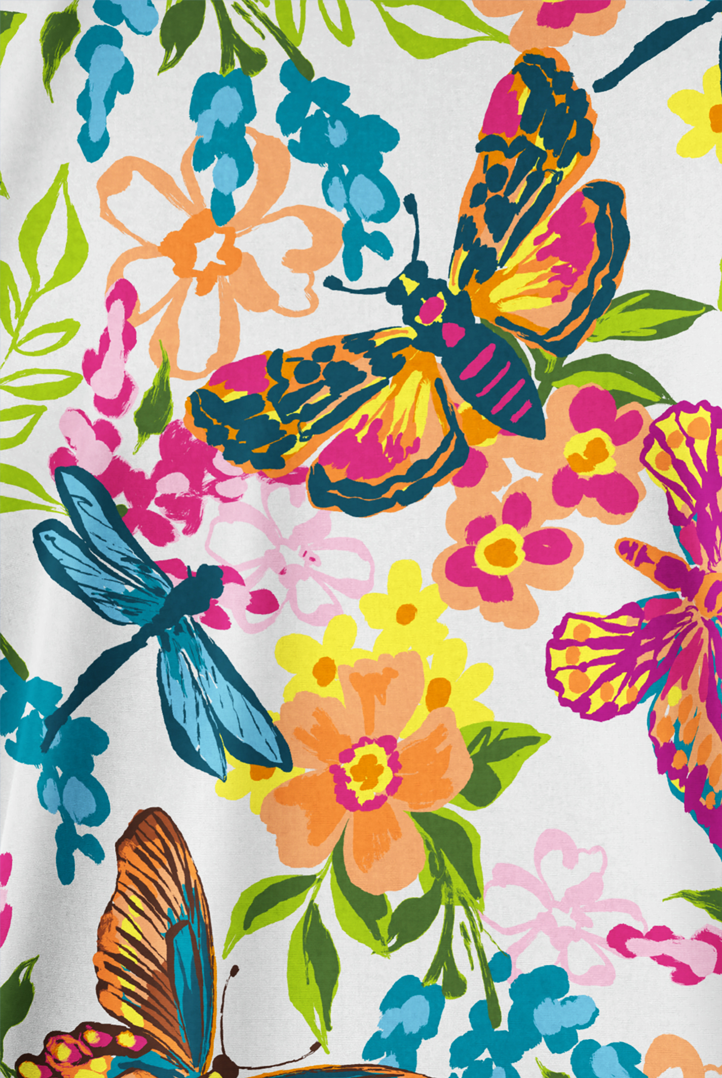 Butter-Soft Originals Summer Garden White Women's 2-Pocket V-Neck Print Scrub Top