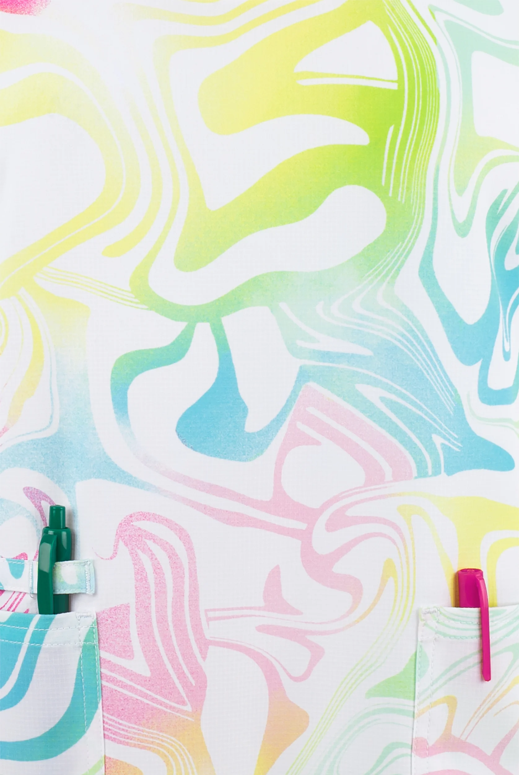 heartsoul Gimme A Swirl Marble Women's 2-Pocket STRETCH Lace Up V-Neck Print Scrub Top