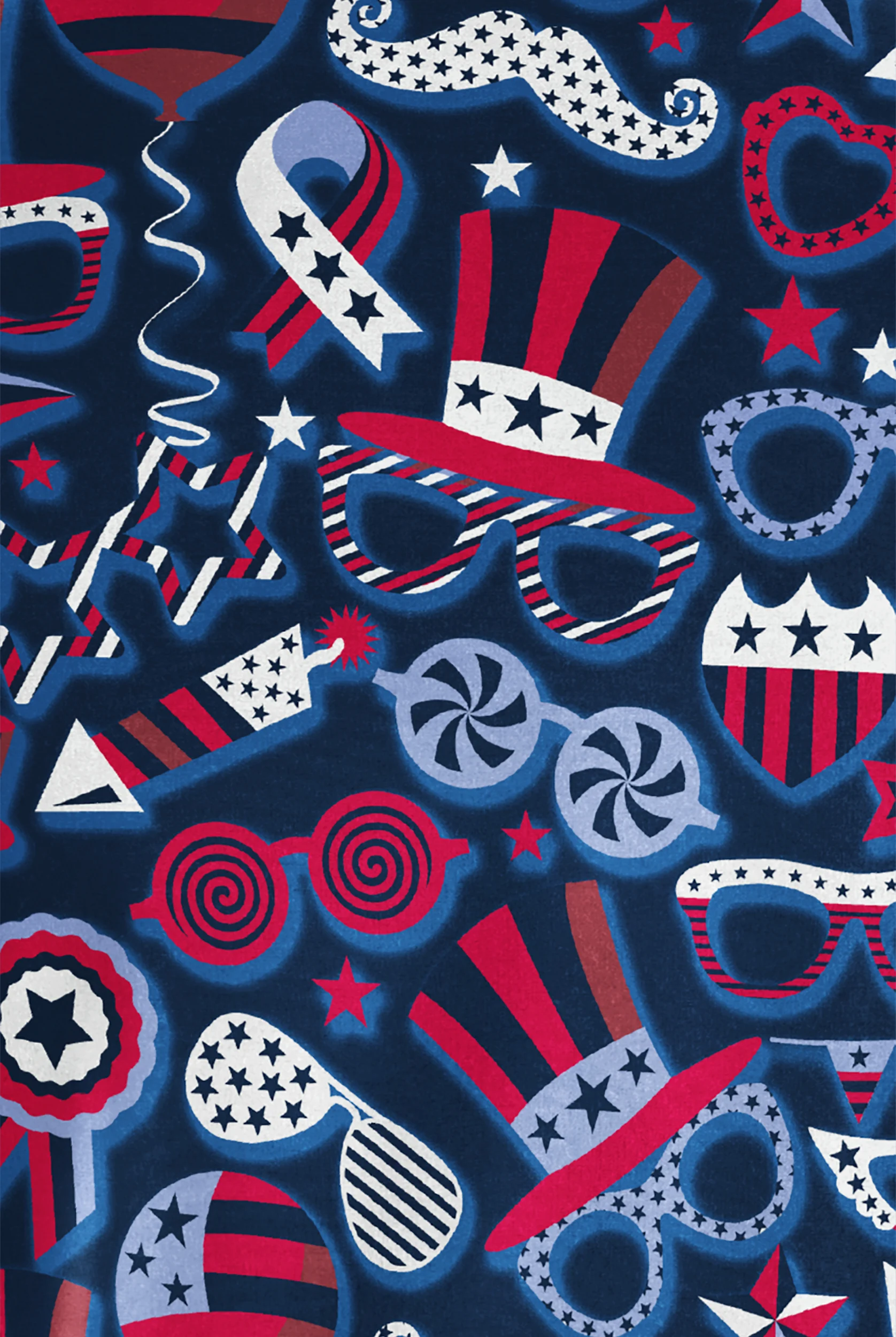 Butter-Soft Originals Stars & Stripes Navy Women's 7-Pocket Curved V-Neck Print Scrub Top