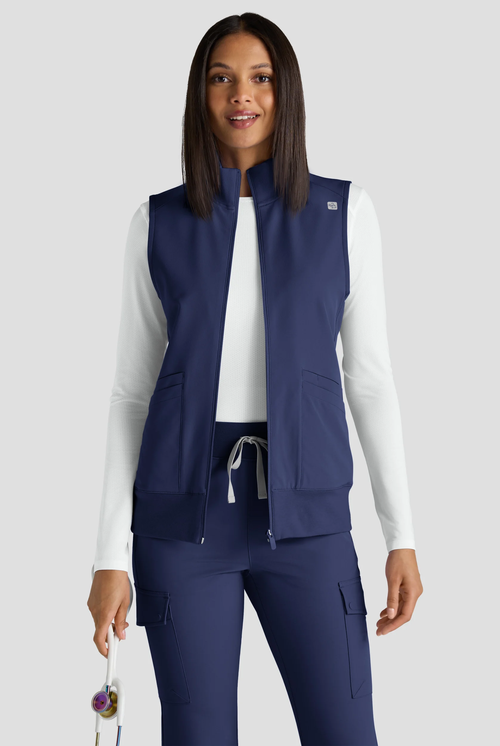 ReSurge Ebro Women's 6-Pocket Zip Front Stand Scrub Vest