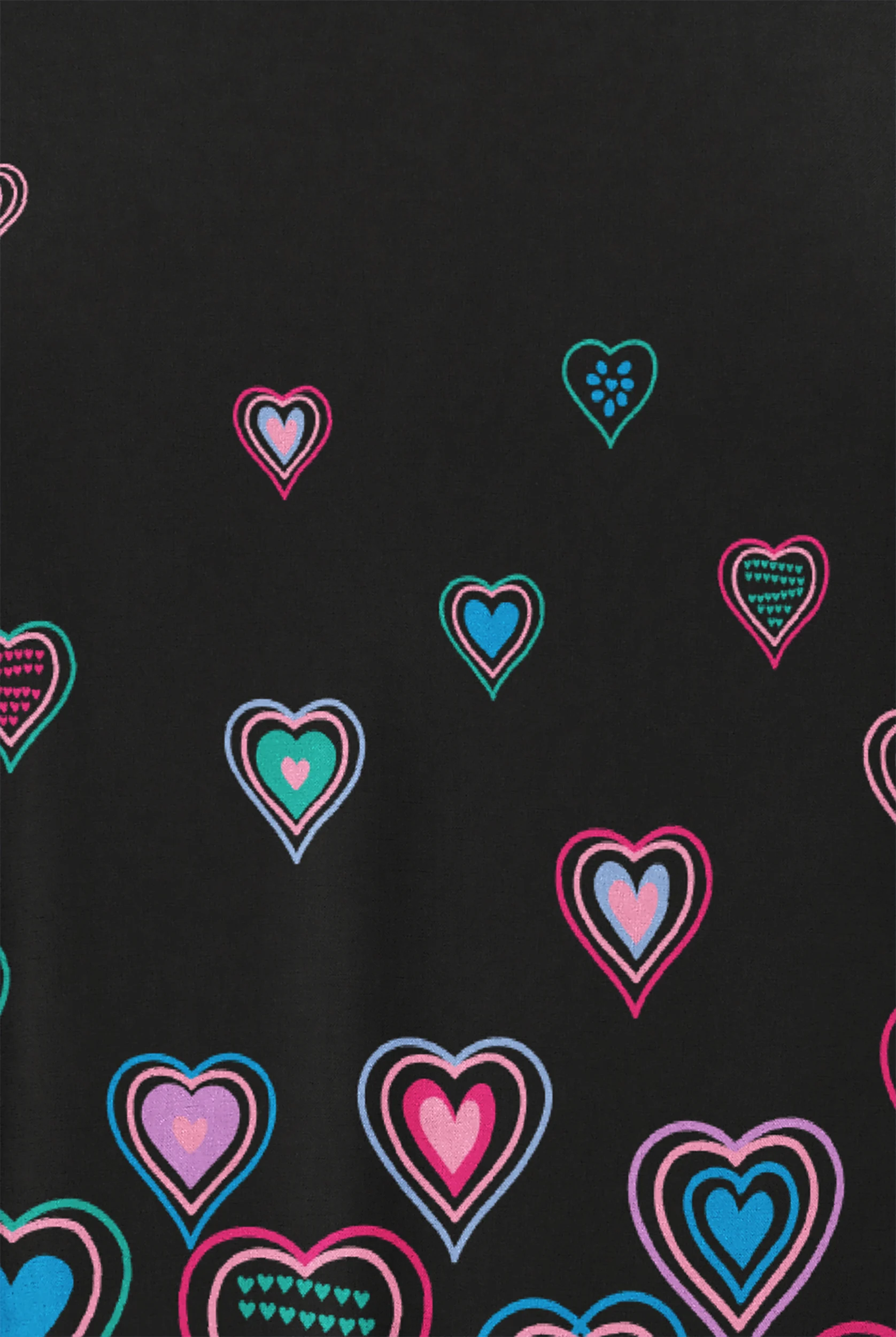 Butter-Soft STRETCH Bright Hearts Black Printed Women's 2-Angled Welt Pocket V-Neck Print Scrub Top