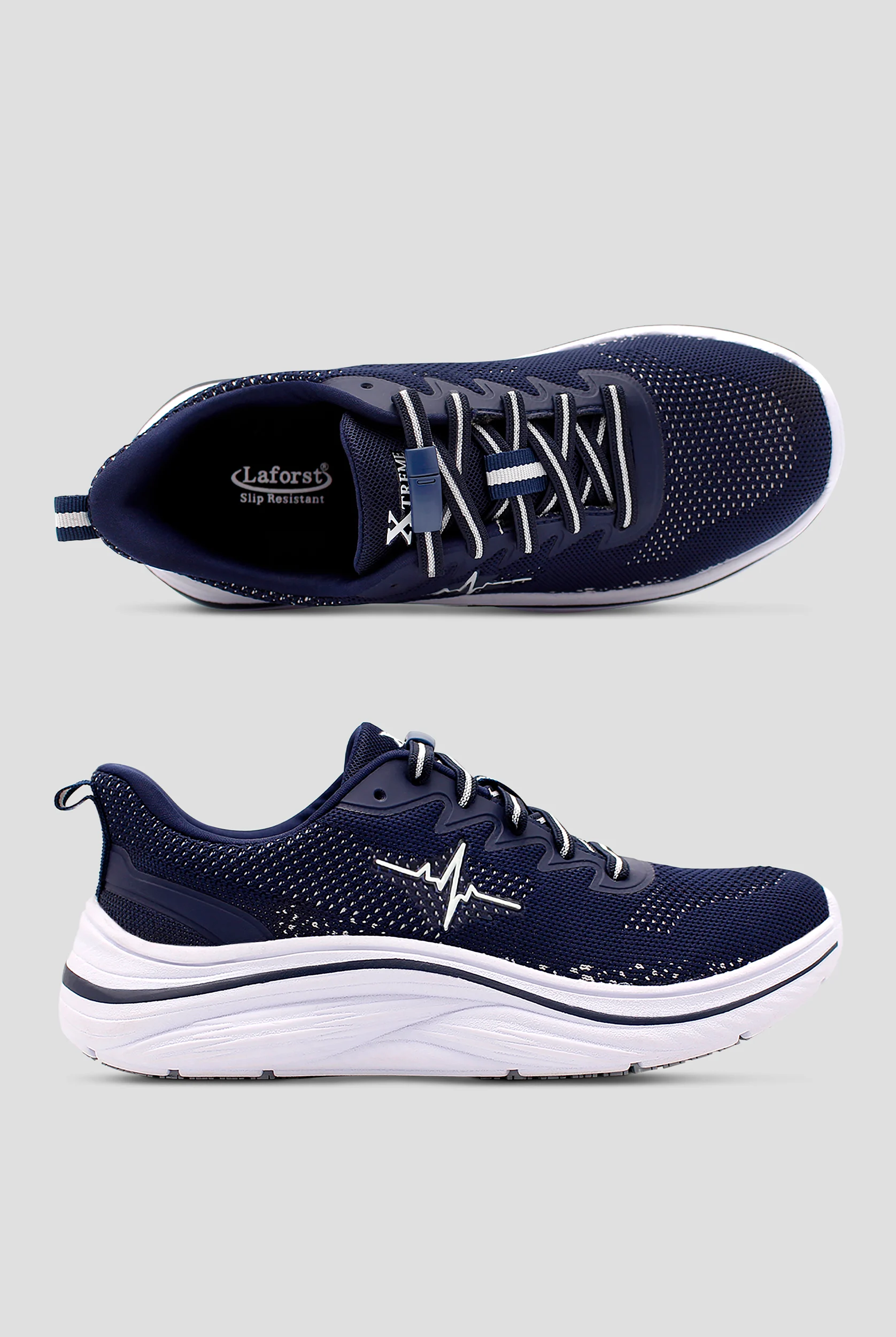 Zapatillas deportivas antideslizantes LaForst Extreme Comfort Gliders Heartbeat Navy Bungee para mujer