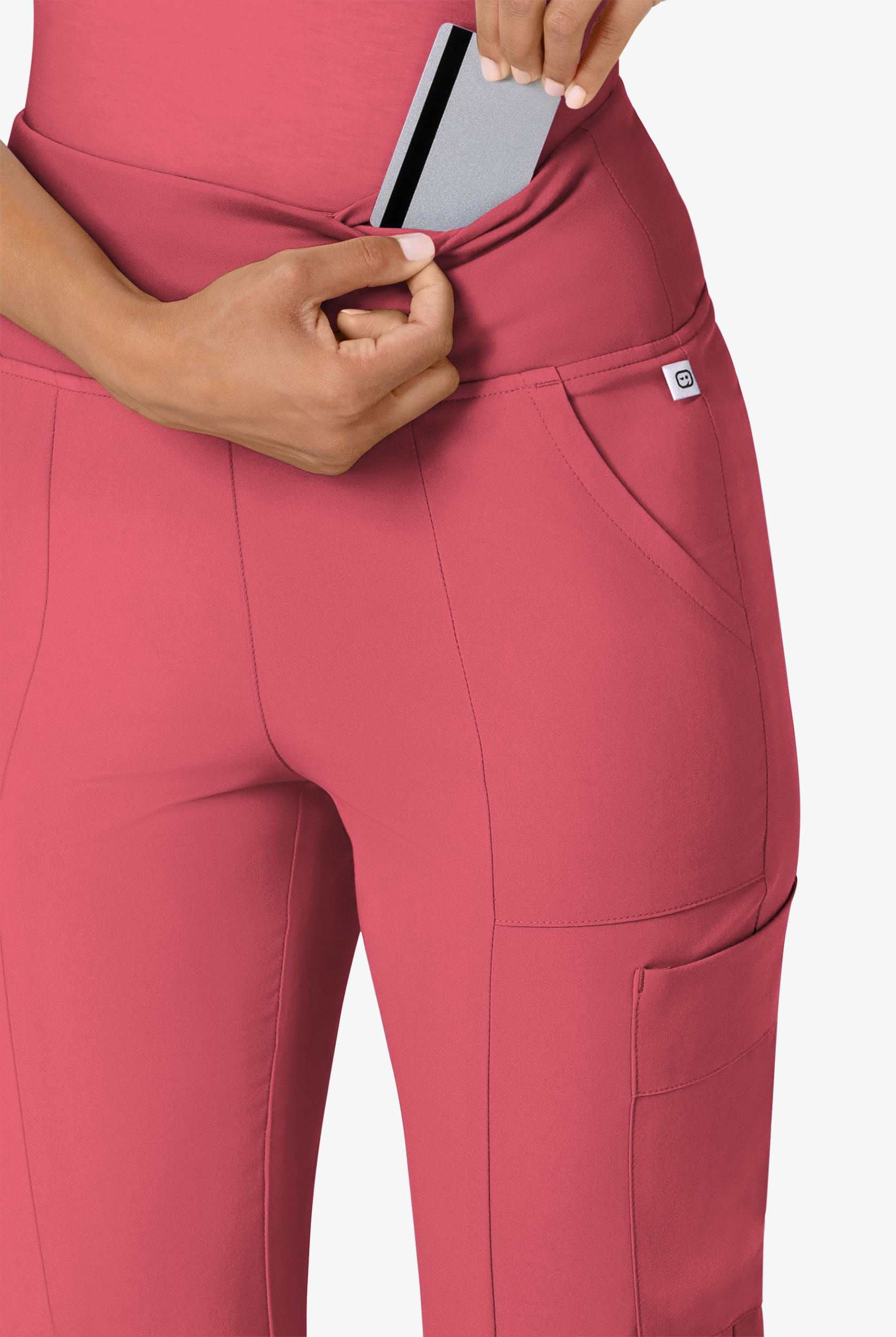 Wink Renew Women's 7-Pocket STRETCH Yoga Waist Flare Notch Leg Cargo Scrub Pants