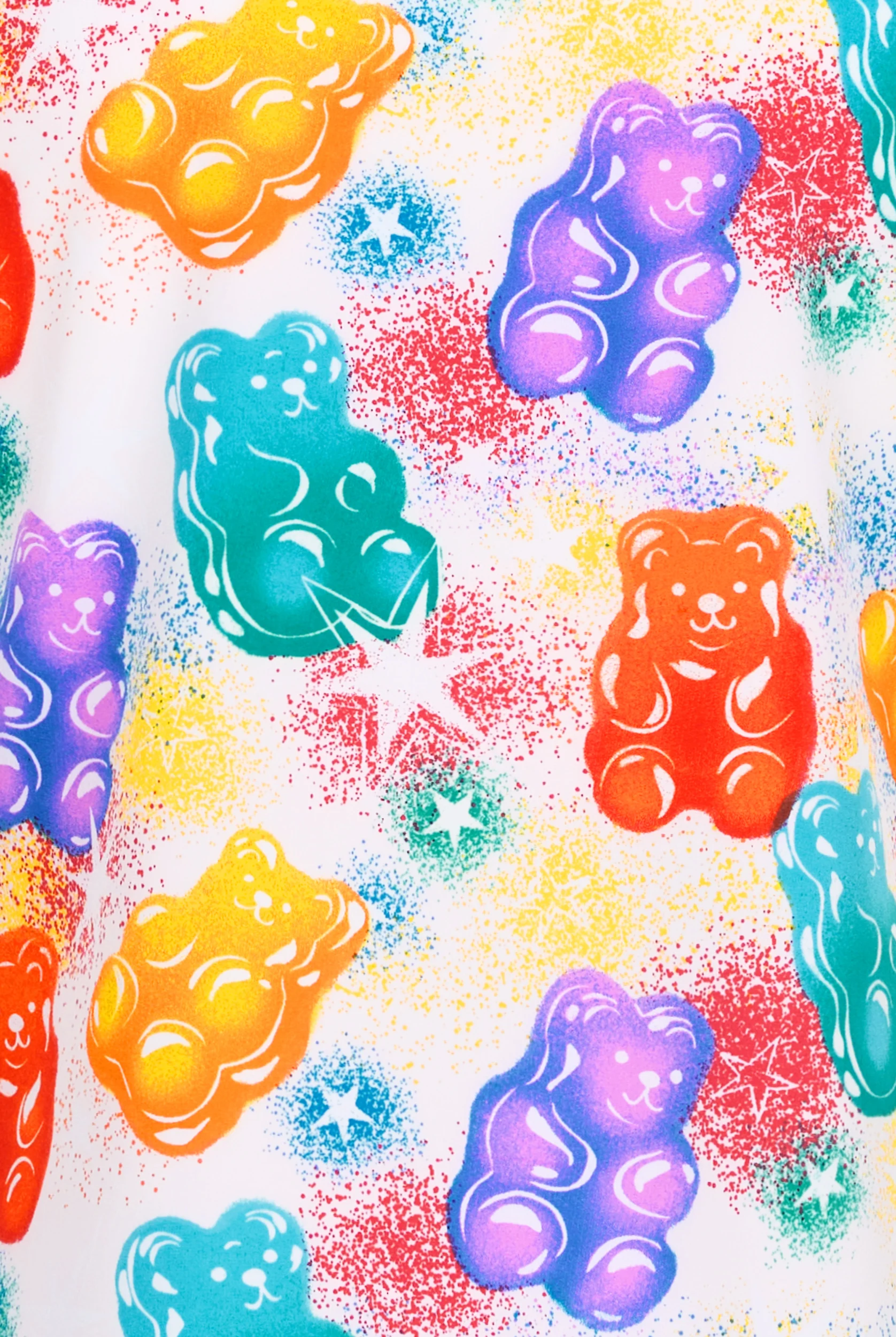 Cherokee Beary Rainbow Women's 2-Pocket STRETCH V-Neck Print Scrub Top