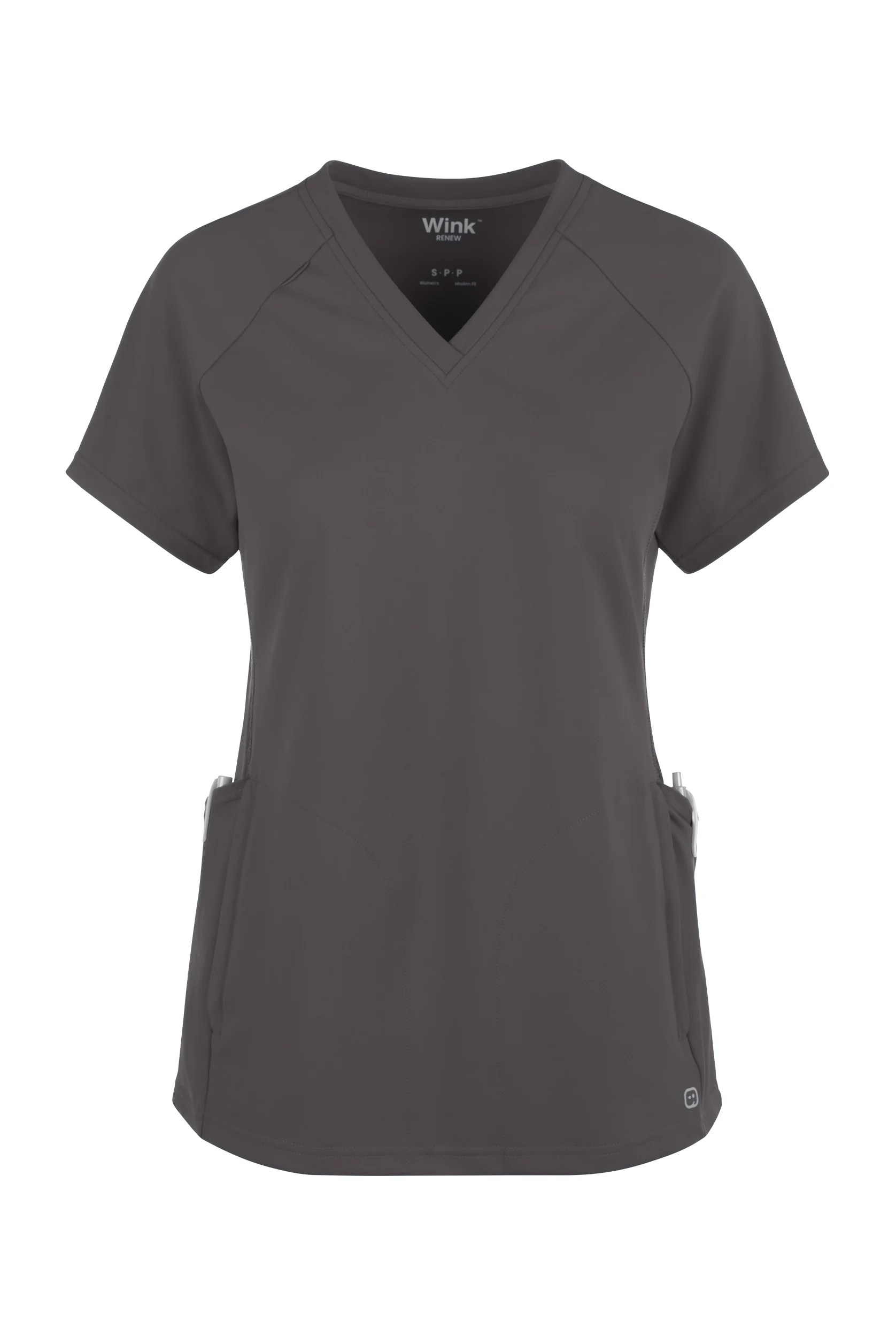 Wink Renew Knit Women's 4-Pocket STRETCH Rib-Knit Side Panel Raglan Sleeve V-Neck Scrub Top