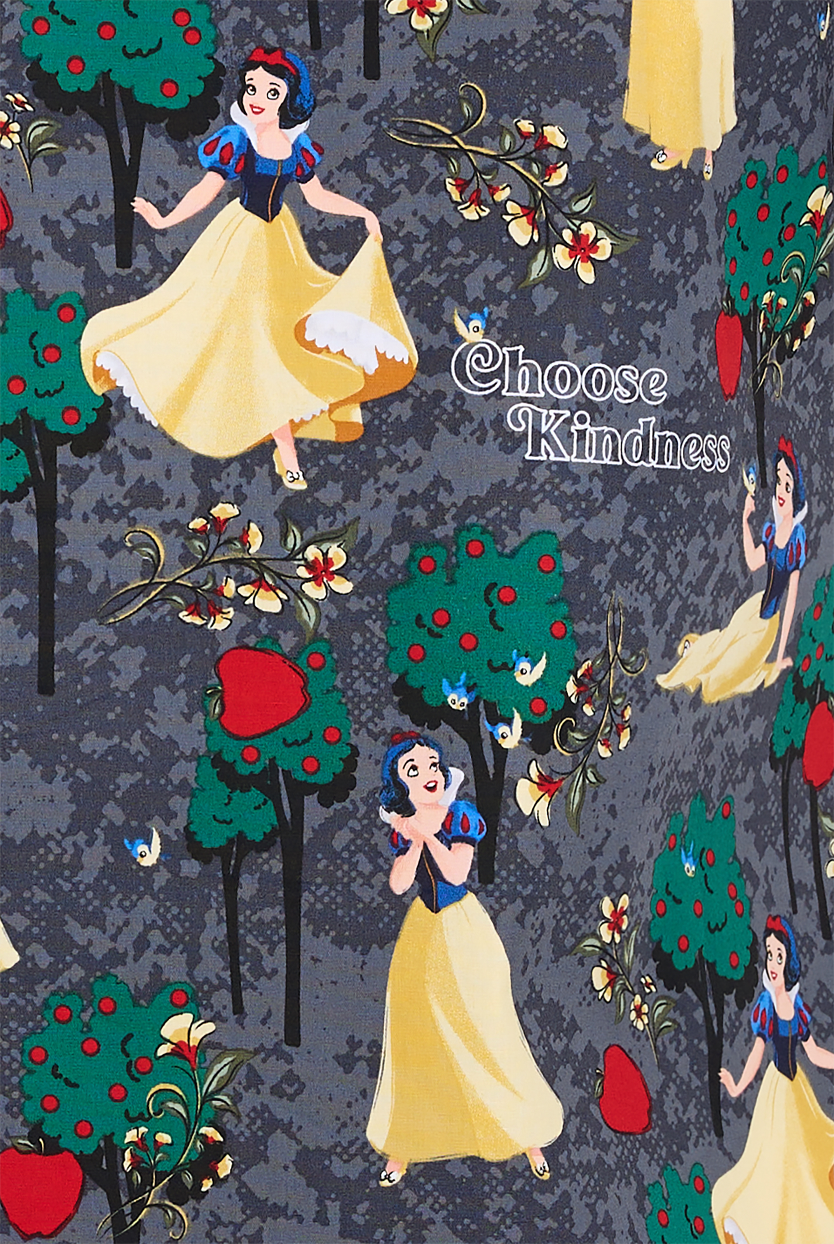 Tooniforms Disney's Sending Kindness Snow White Women's 2-Pocket STRETCH V-Neck Print Scrub Top