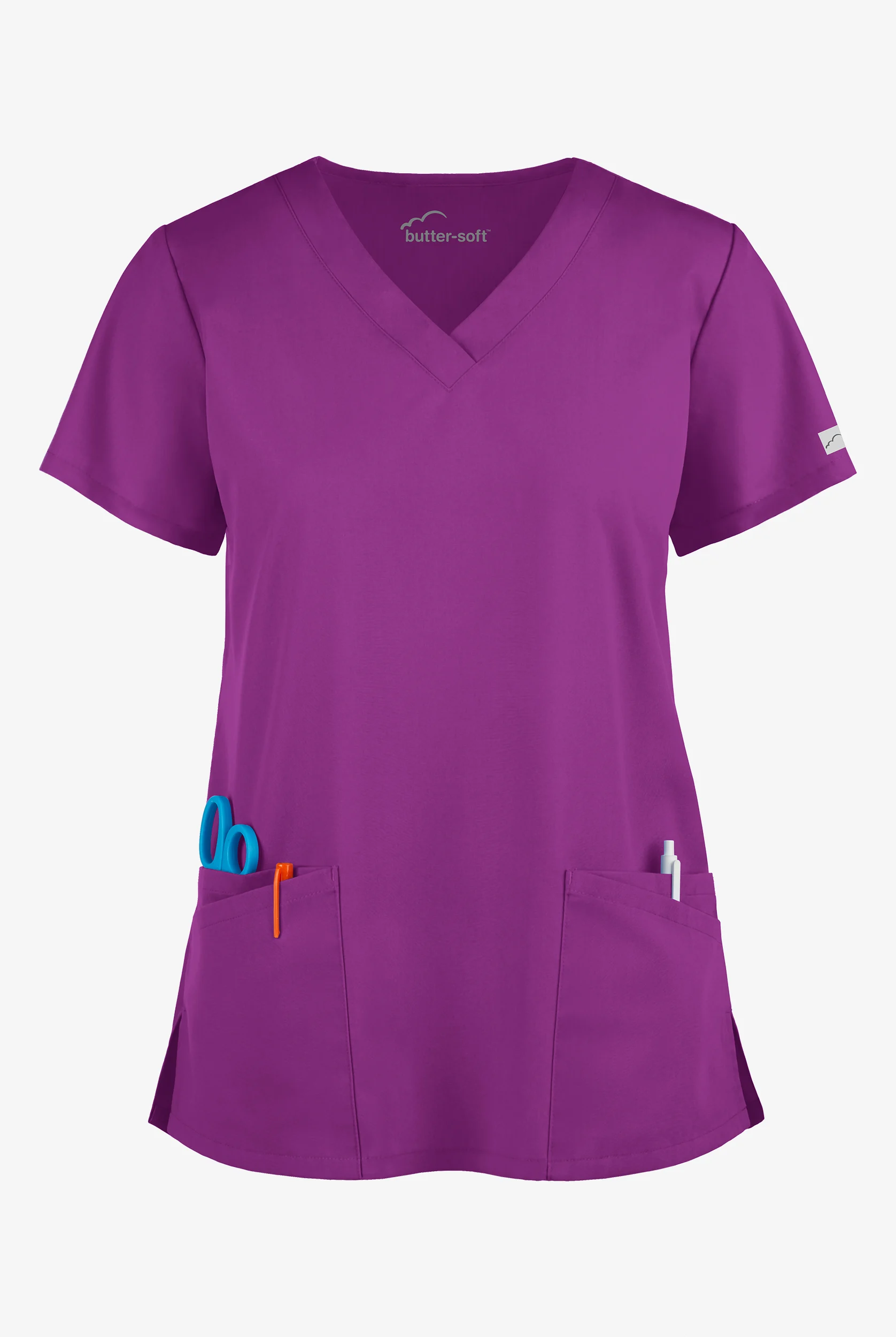 Butter-Soft Core Women's 4-Pocket Rounded V-Neck Scrub Top