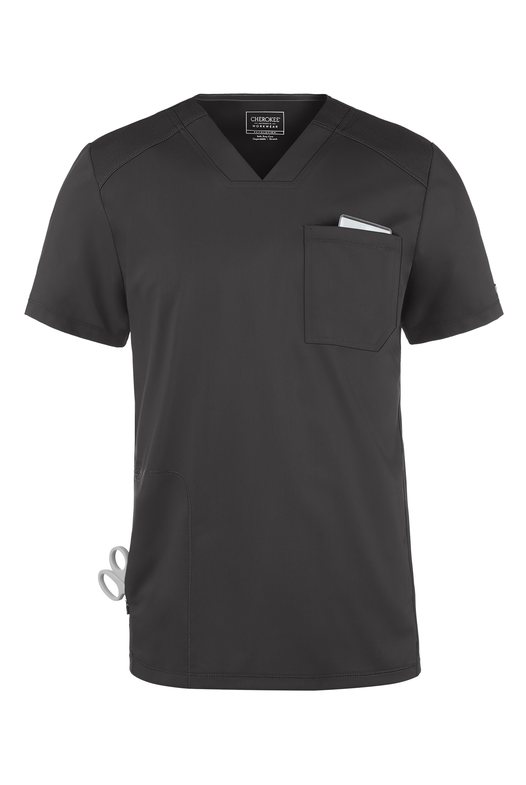 Cherokee Workwear Revolution Men's 2-Pocket STRETCH V-Neck Scrub Top