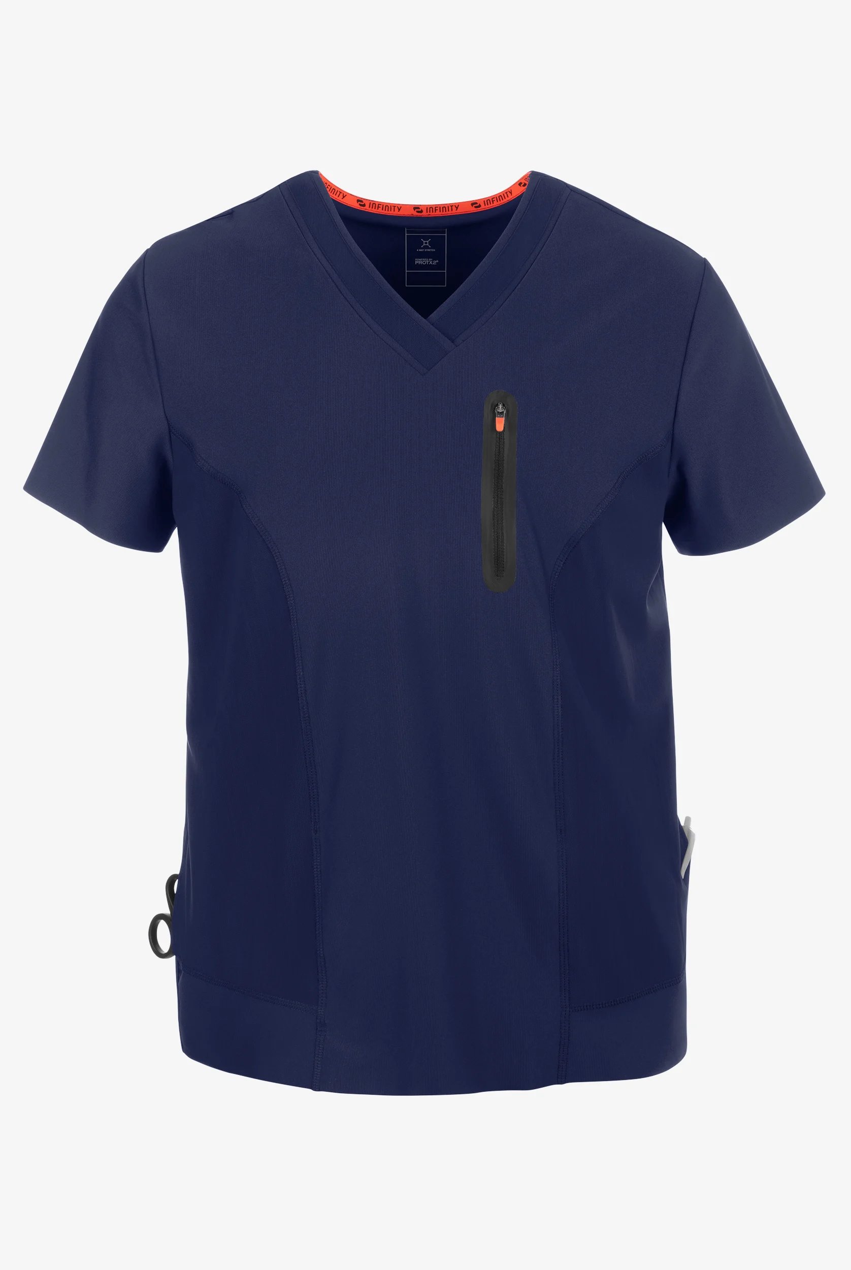 Infinity GNR8 Kinetic Knit Men's 3-Pocket STRETCH Zip Chest Pocket Crossover V-Neck Scrub Top