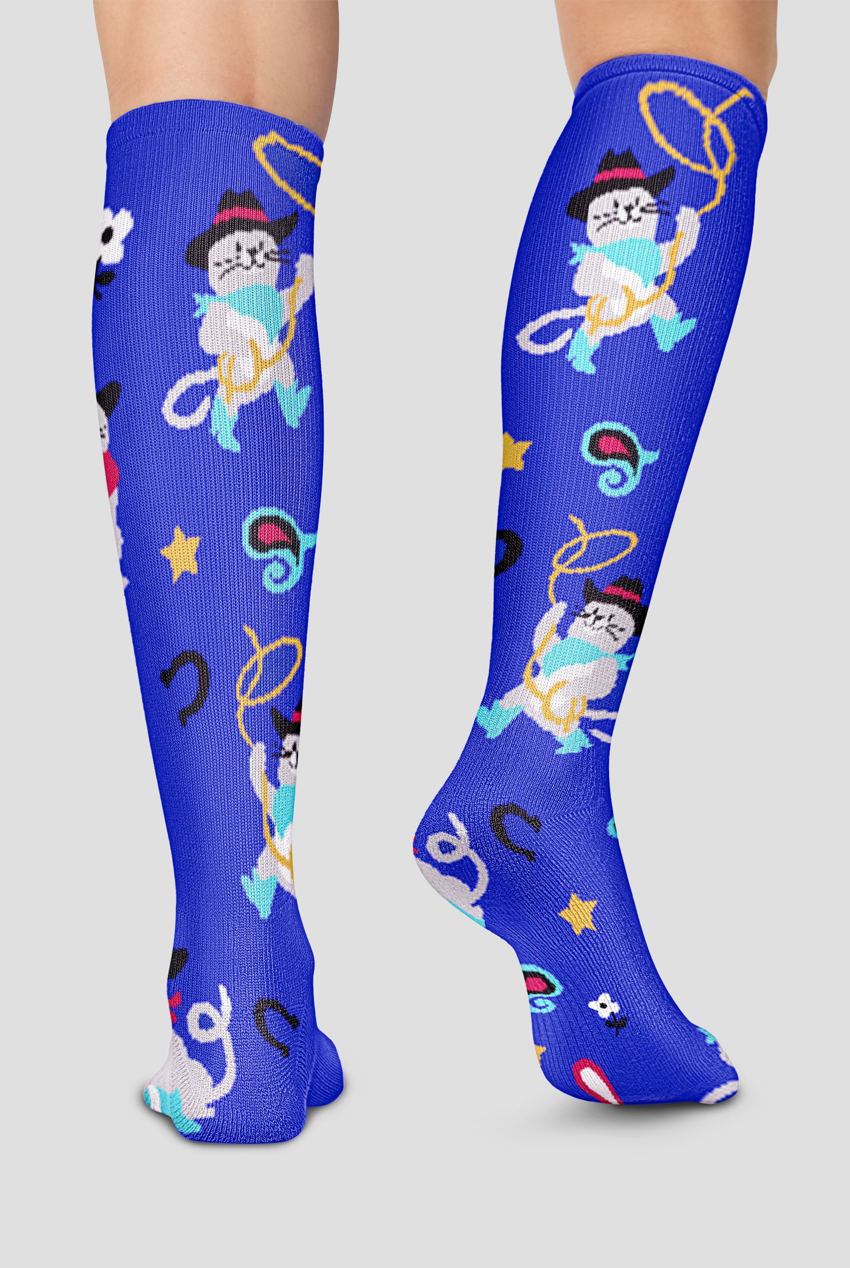 Cherokee Cowgirl Cats Women's 10-15 mmHg Light Compression Socks