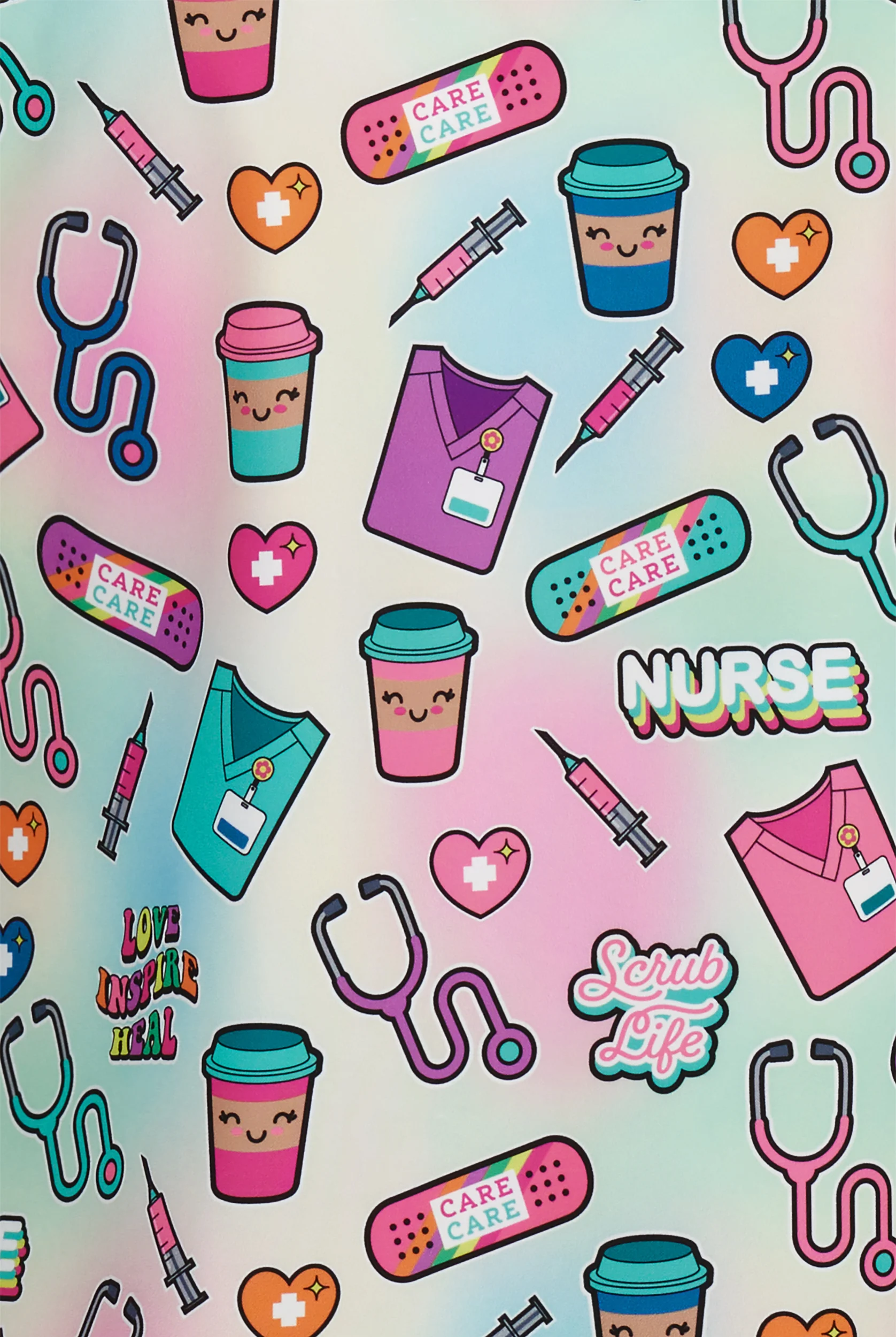 Zavate Ava Therese Scrub Life Women's 2-Pocket STRETCH V-Neck Print Scrub Top