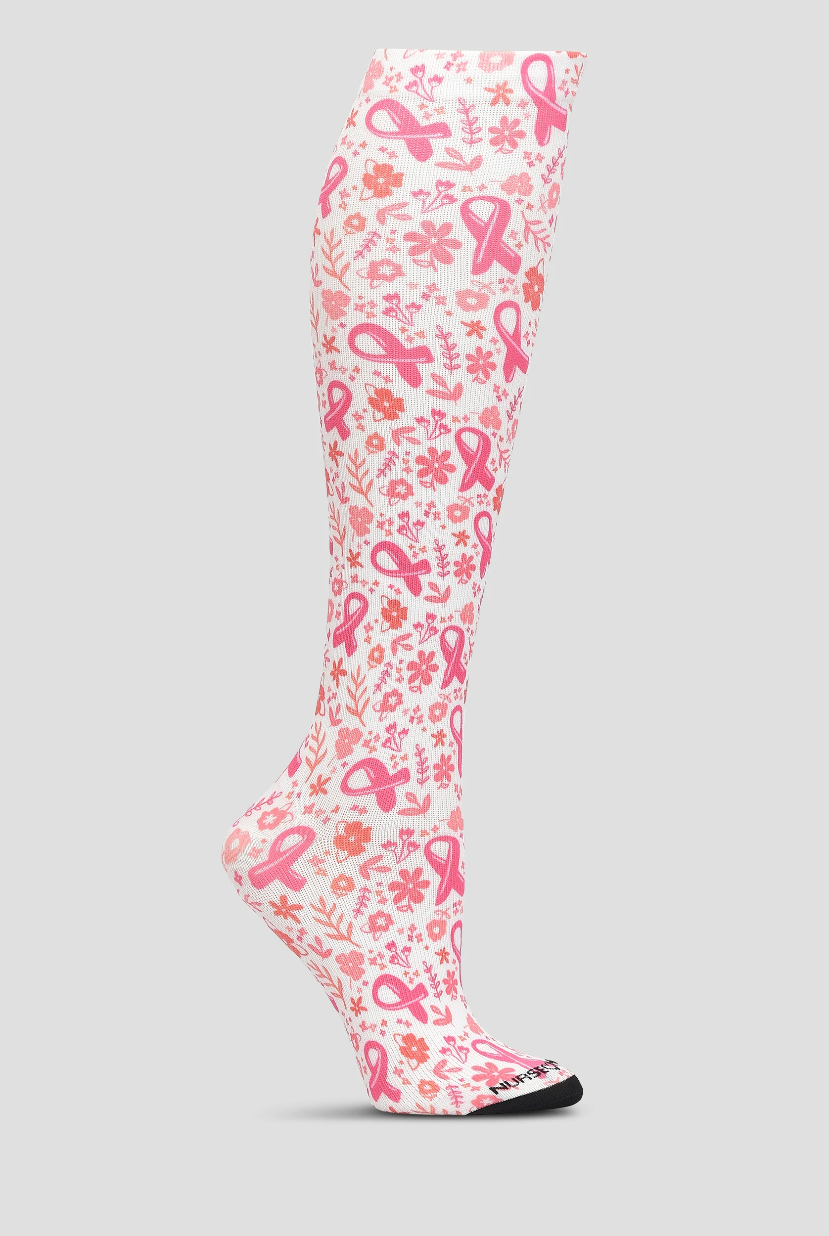 Nurse Mates Pink Ribbon Women's 12-14 mmHg Light Compression Socks
