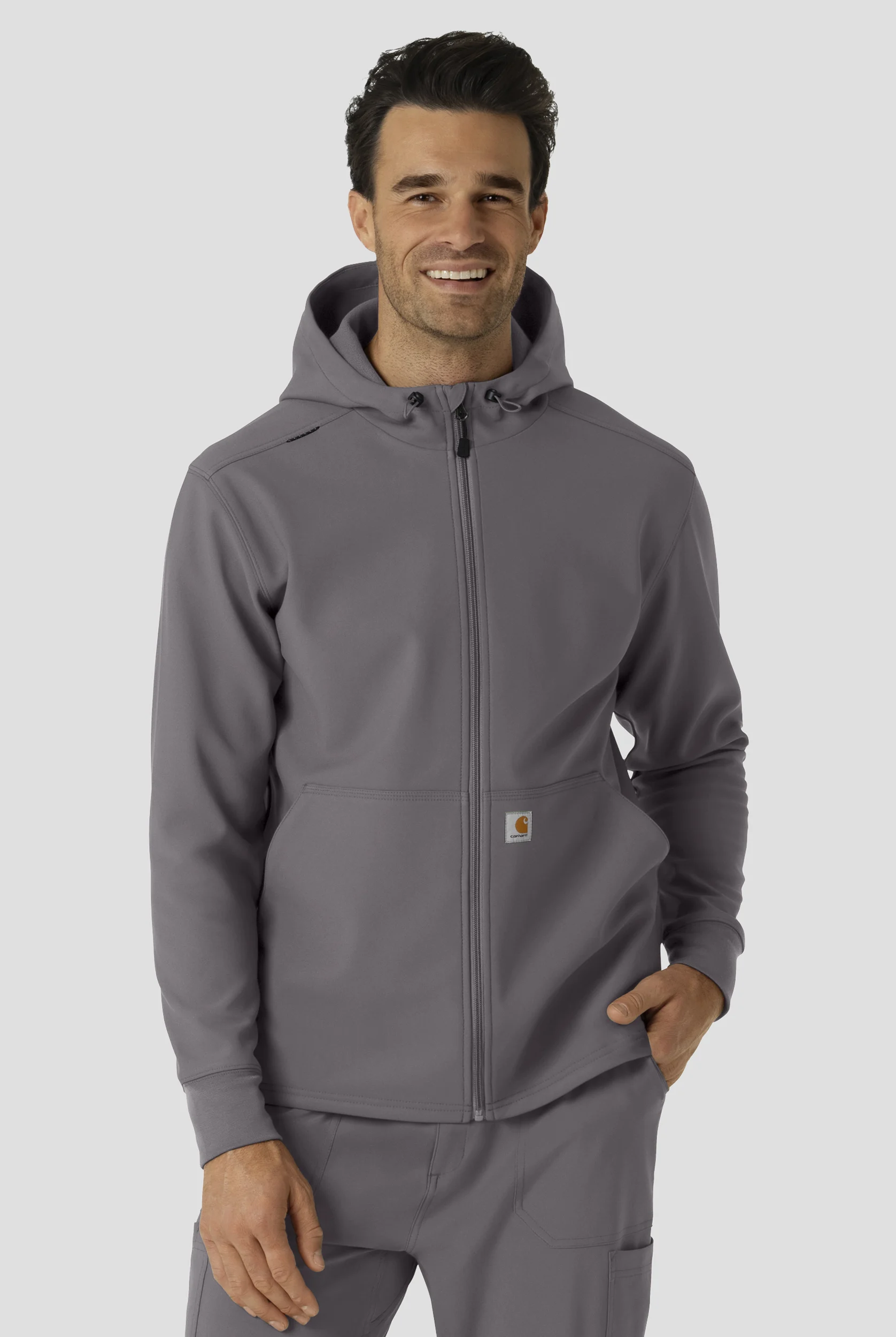 Carhartt Force Rugged Men's 3-Pocket Bonded Fleece Utility Zip Front Hoodie Scrub Jacket