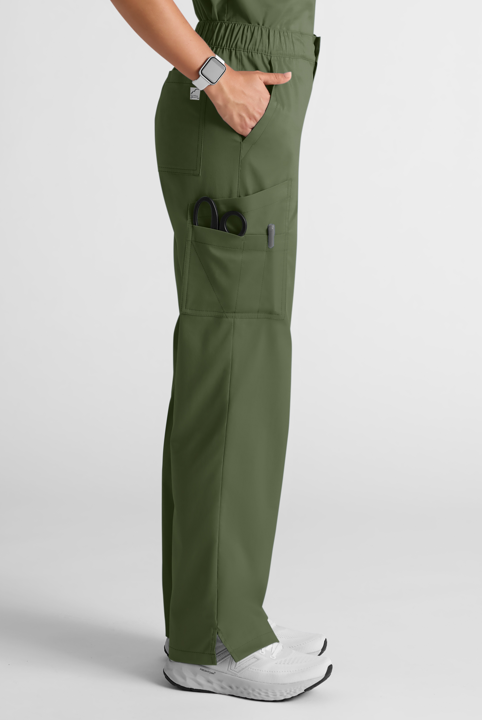 Butter-Soft STRETCH Women's 8-Pocket Cargo Button Front Pant With Fly Scrub Pants