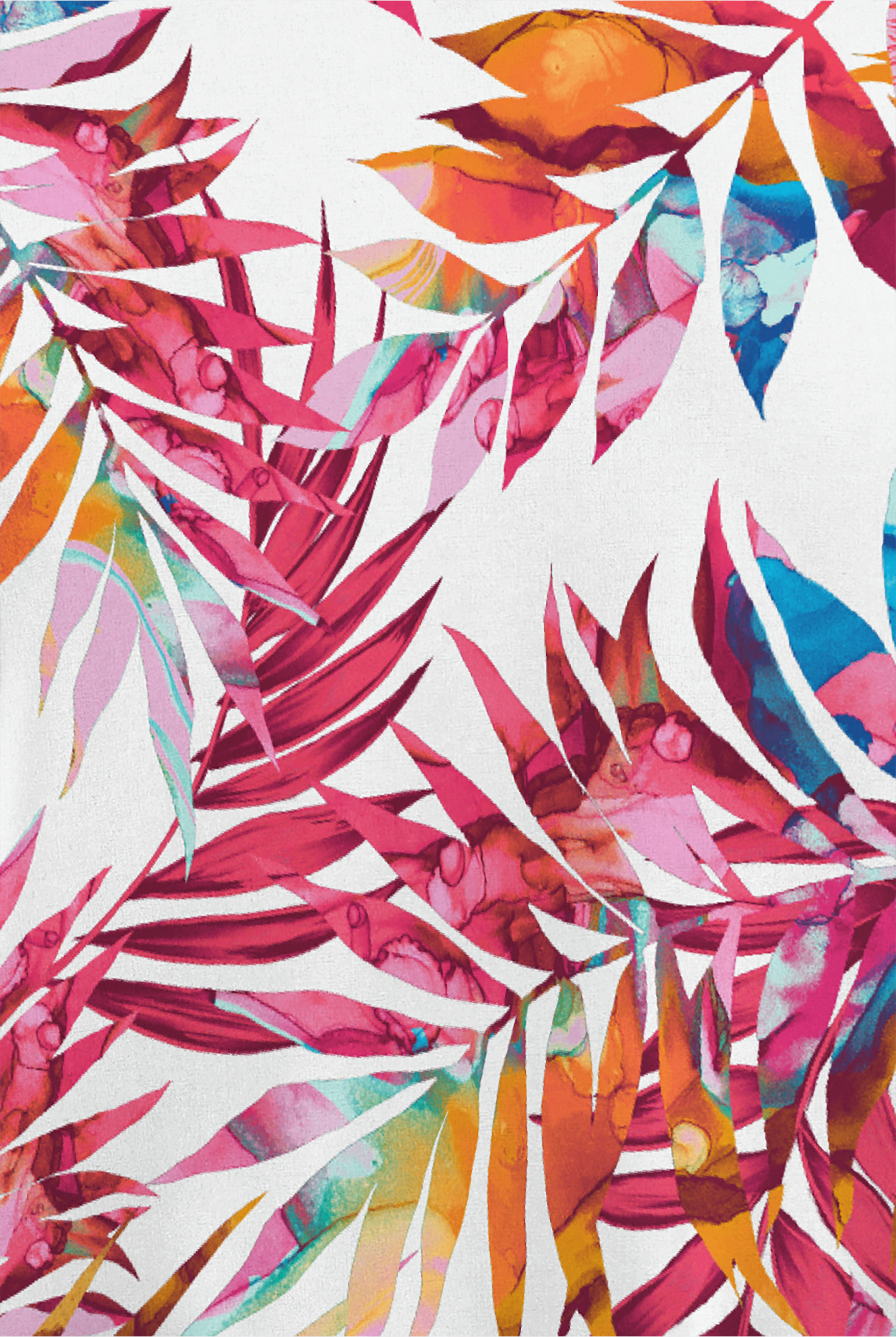 Easy STRETCH Watercolor Tropical Women's 2-Pocket Mitered V-Neck Print Scrub Top