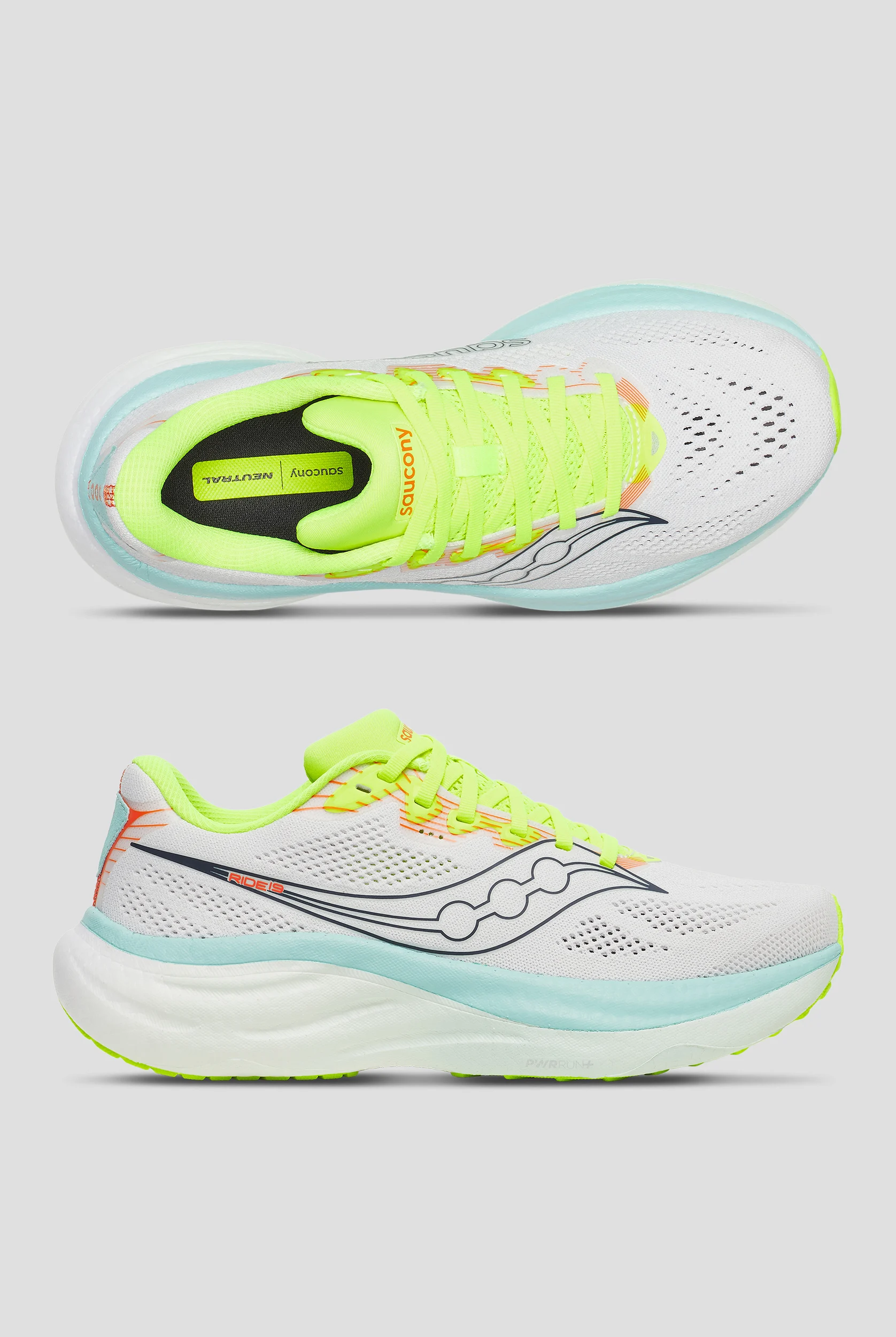 Saucony Women's Ride 19 White / Splash Athletic Lace Up Shoes