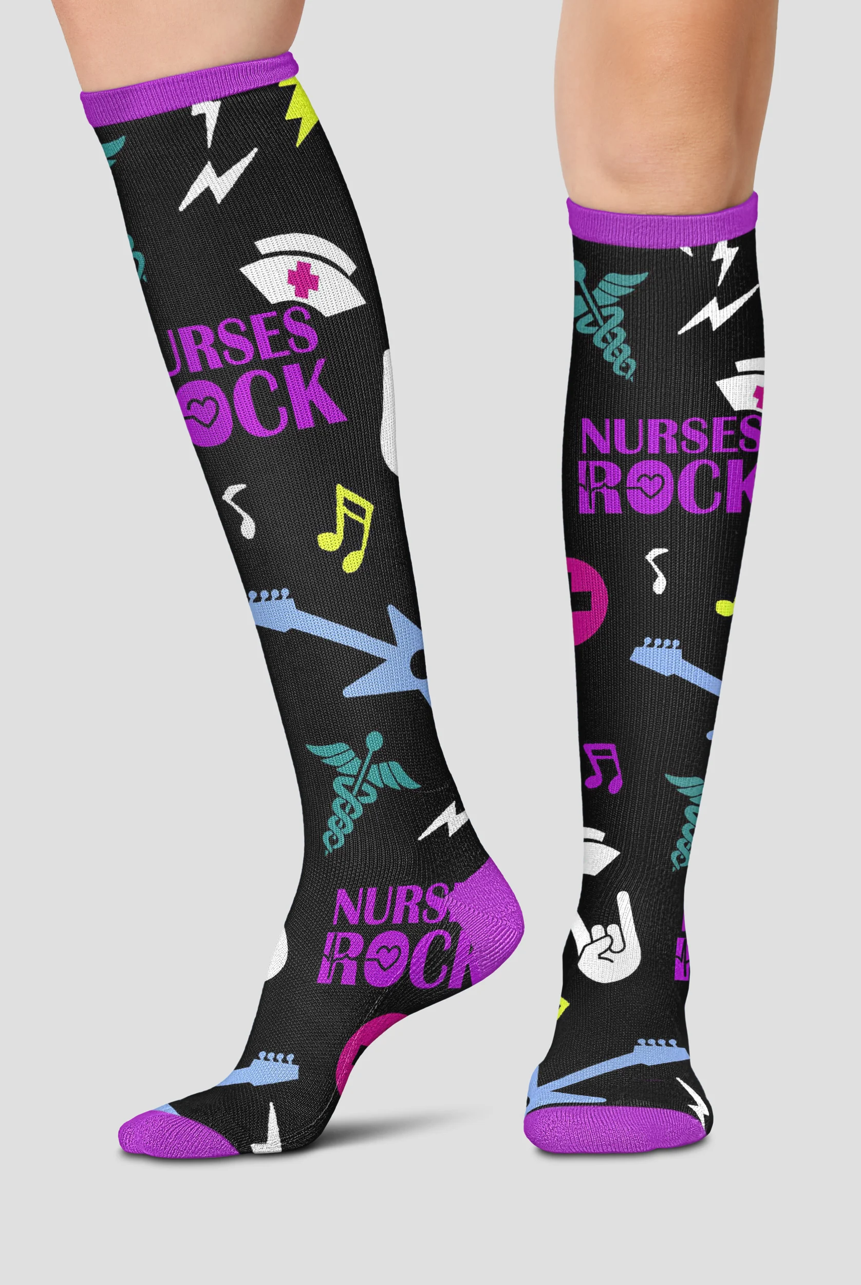 Cherokee Rockin' Nurses Women's 10-15 mmHg Light Compression Socks