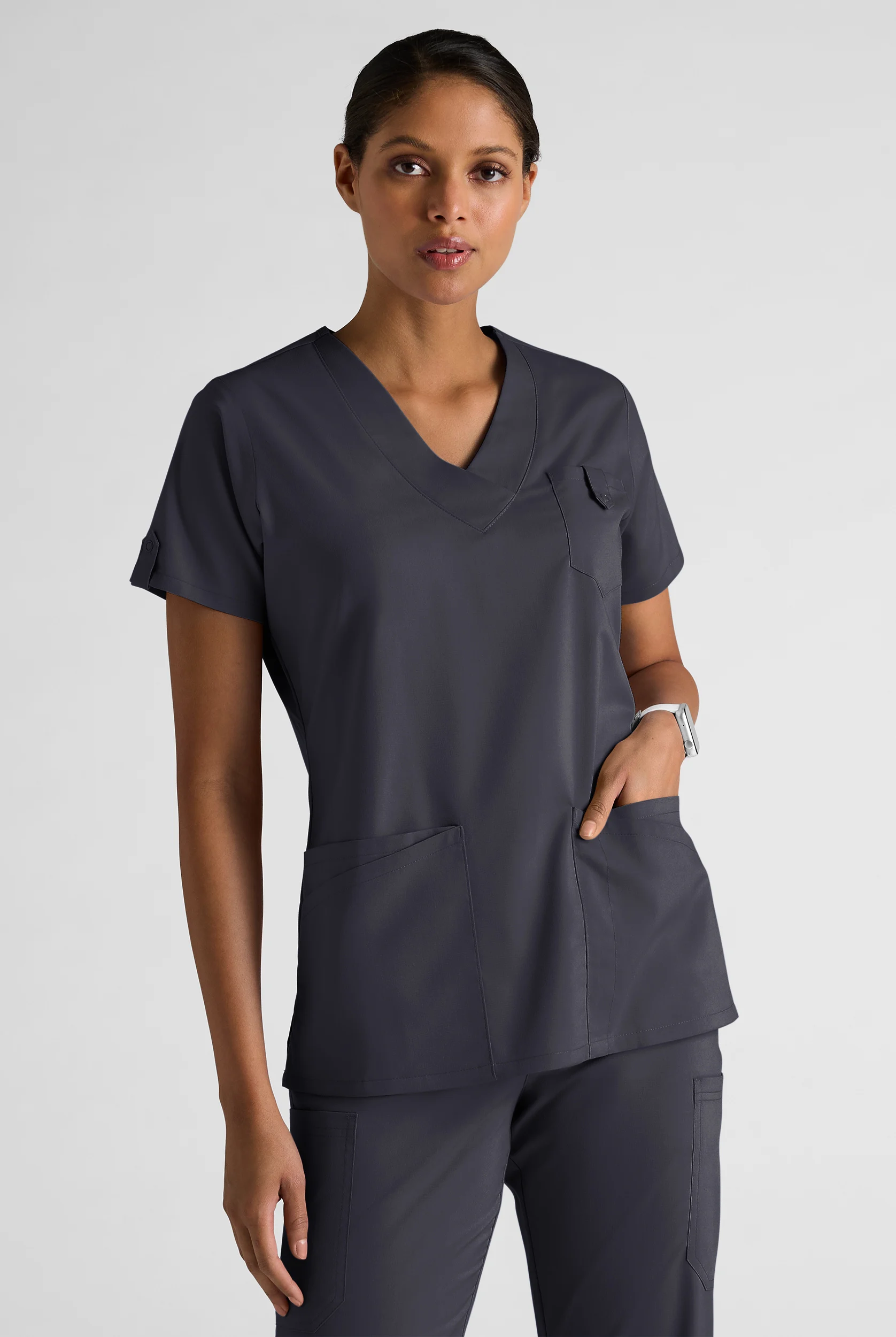 Butter-Soft STRETCH Women's 6-Pocket V-Neck Scrub Top