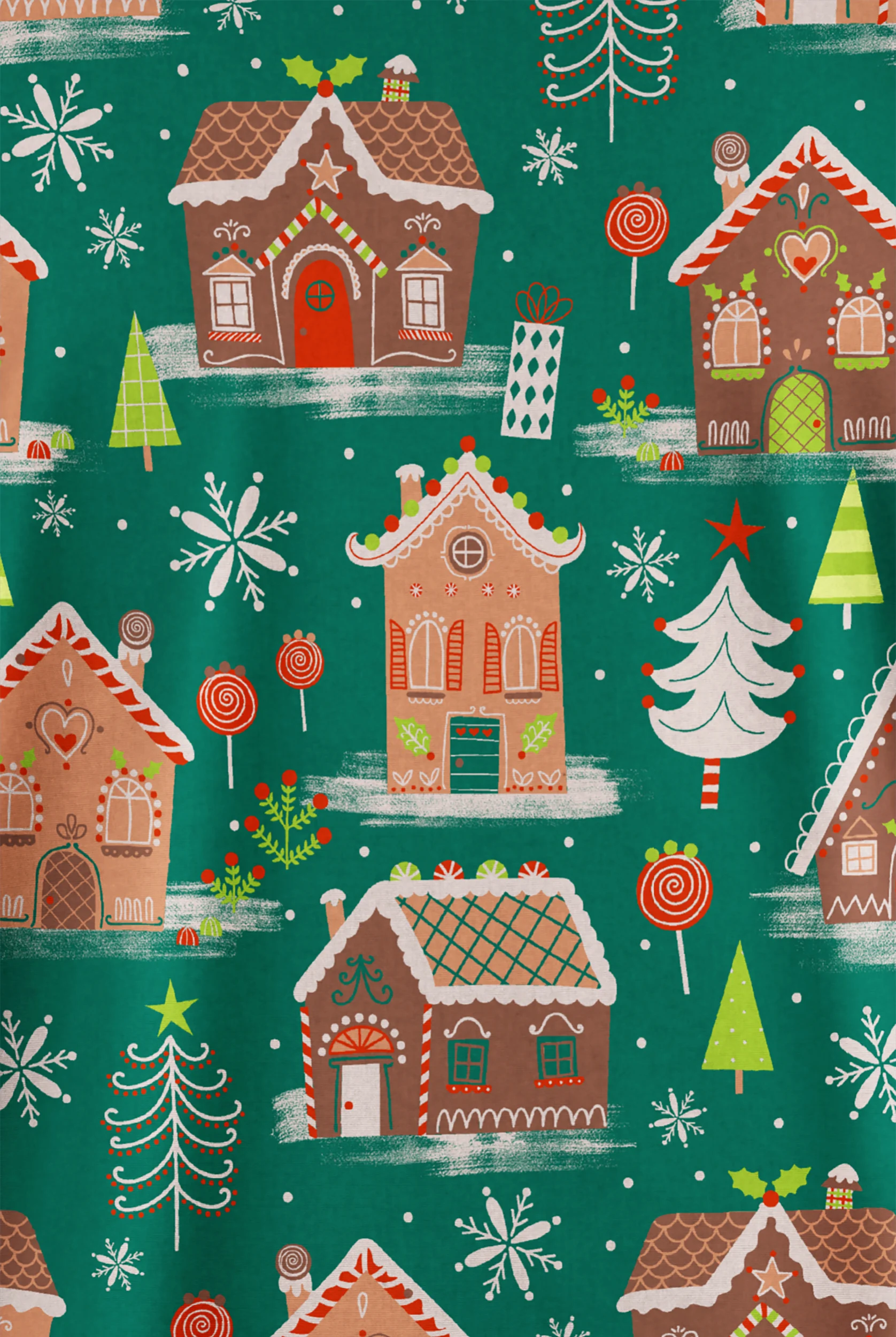 Butter-Soft Originals Gingerbread Haven Hunter Women's 2-Pocket V-Neck Print Scrub Top