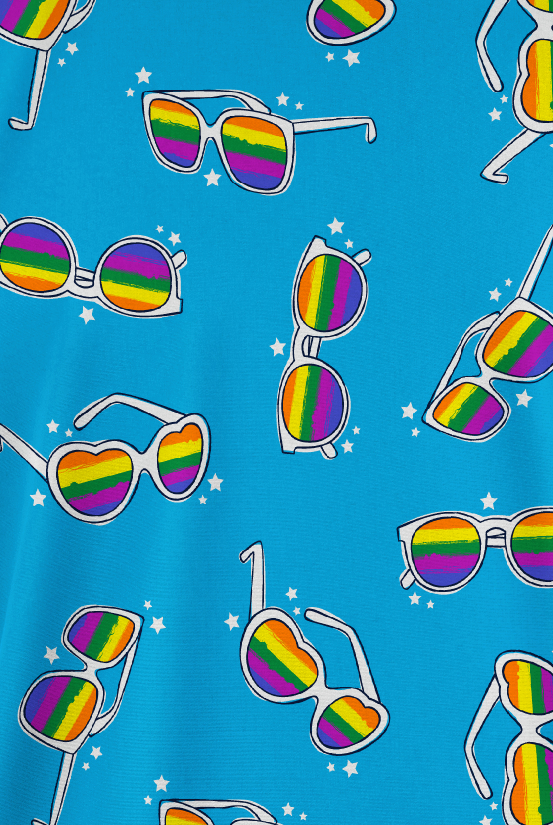 Butter-Soft Originals Rainbow Vision Turquoise Women's 2-Pocket V-Neck Print Scrub Top