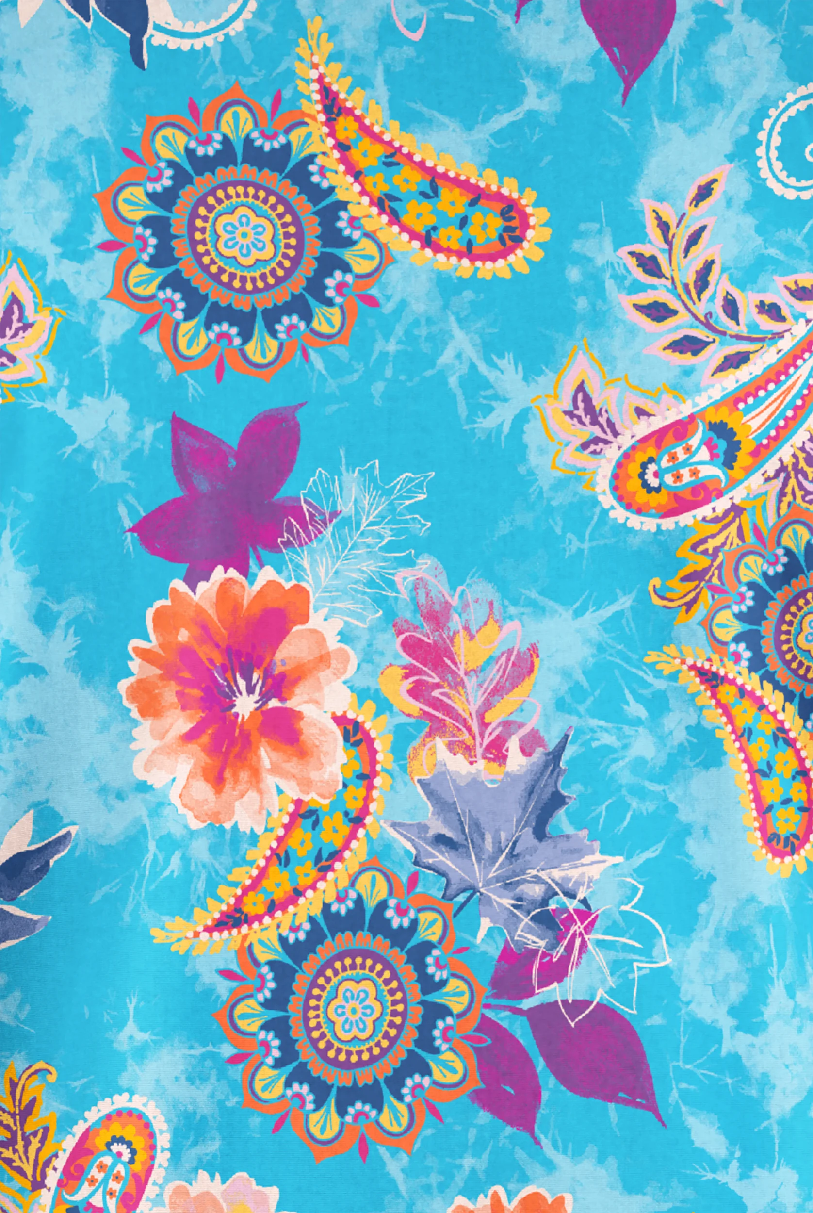 Butter-Soft Originals Turin Paisley Turquoise Women's 2-Pocket Classic Fit V-Neck Print Scrub Top