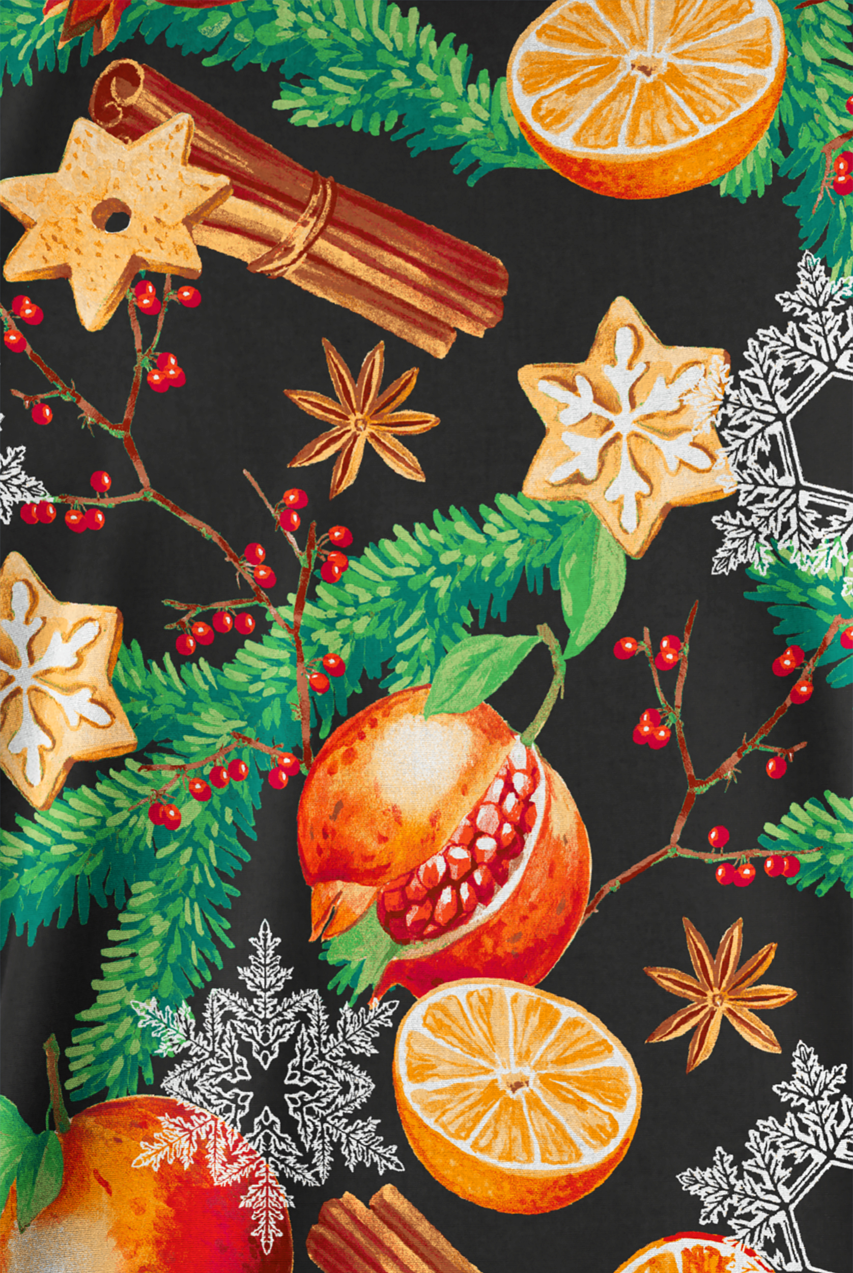 Butter-Soft Originals Christmas Spice Women's 2-Pocket V-Neck Print Scrub Top