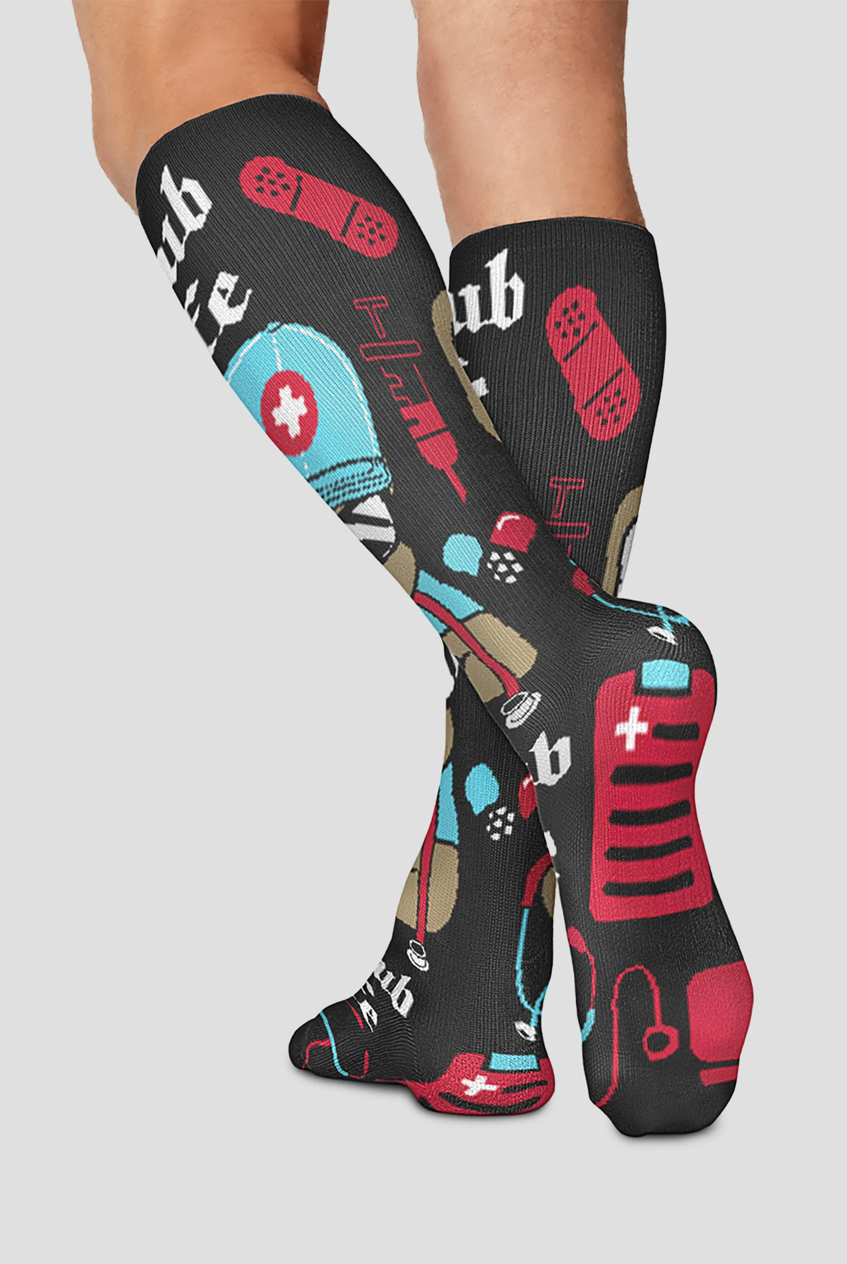 Cherokee Scrub Life Men's 10-15 mmHG Light Compression Socks