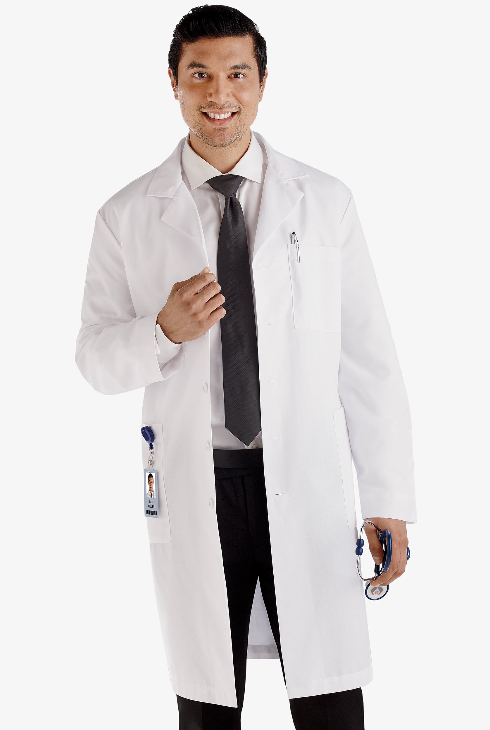 Bata de laboratorio White Swan Meta con 5 bolsillos para hombre