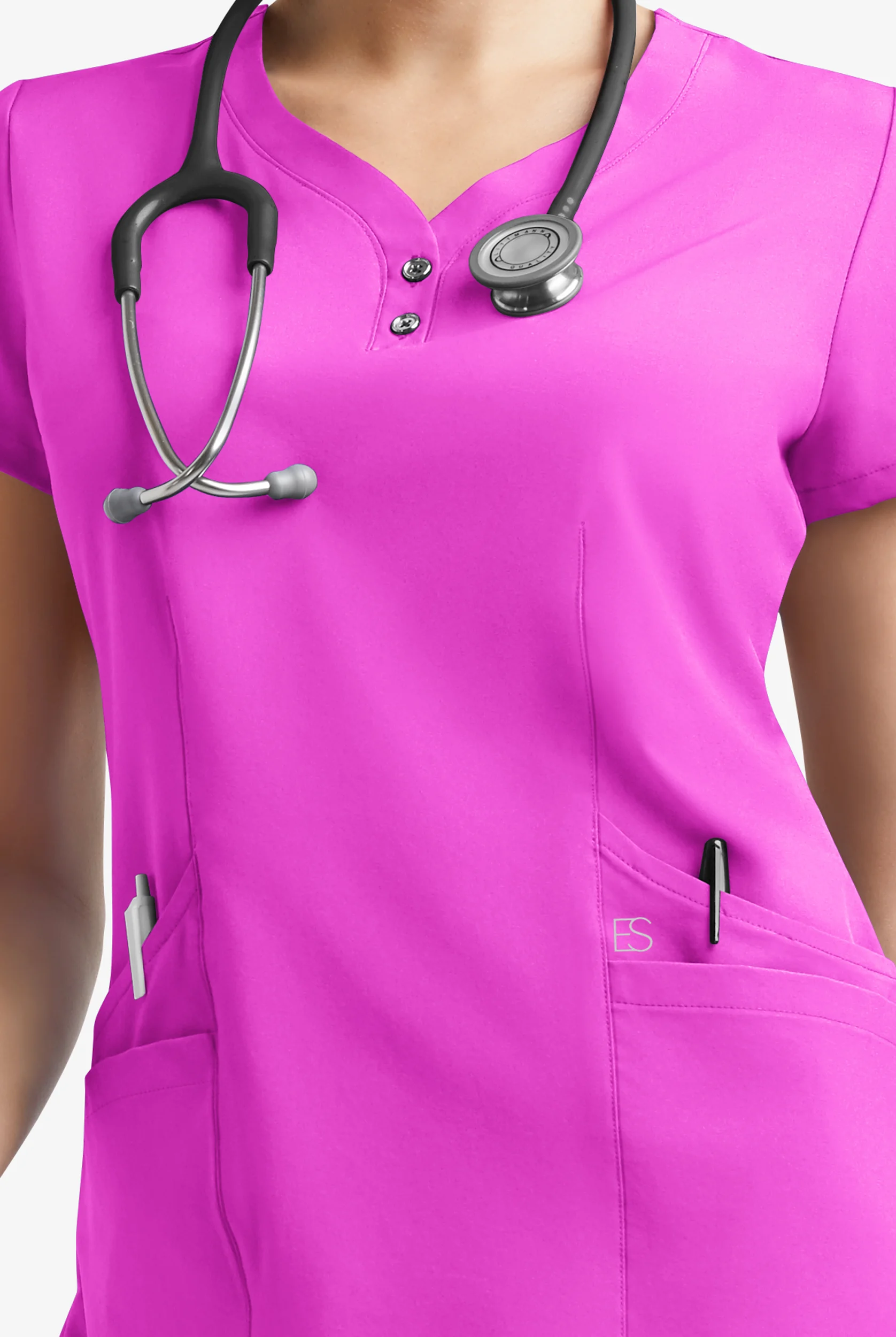 Easy STRETCH Demi Women's 4-Pocket Henley Scrub Top