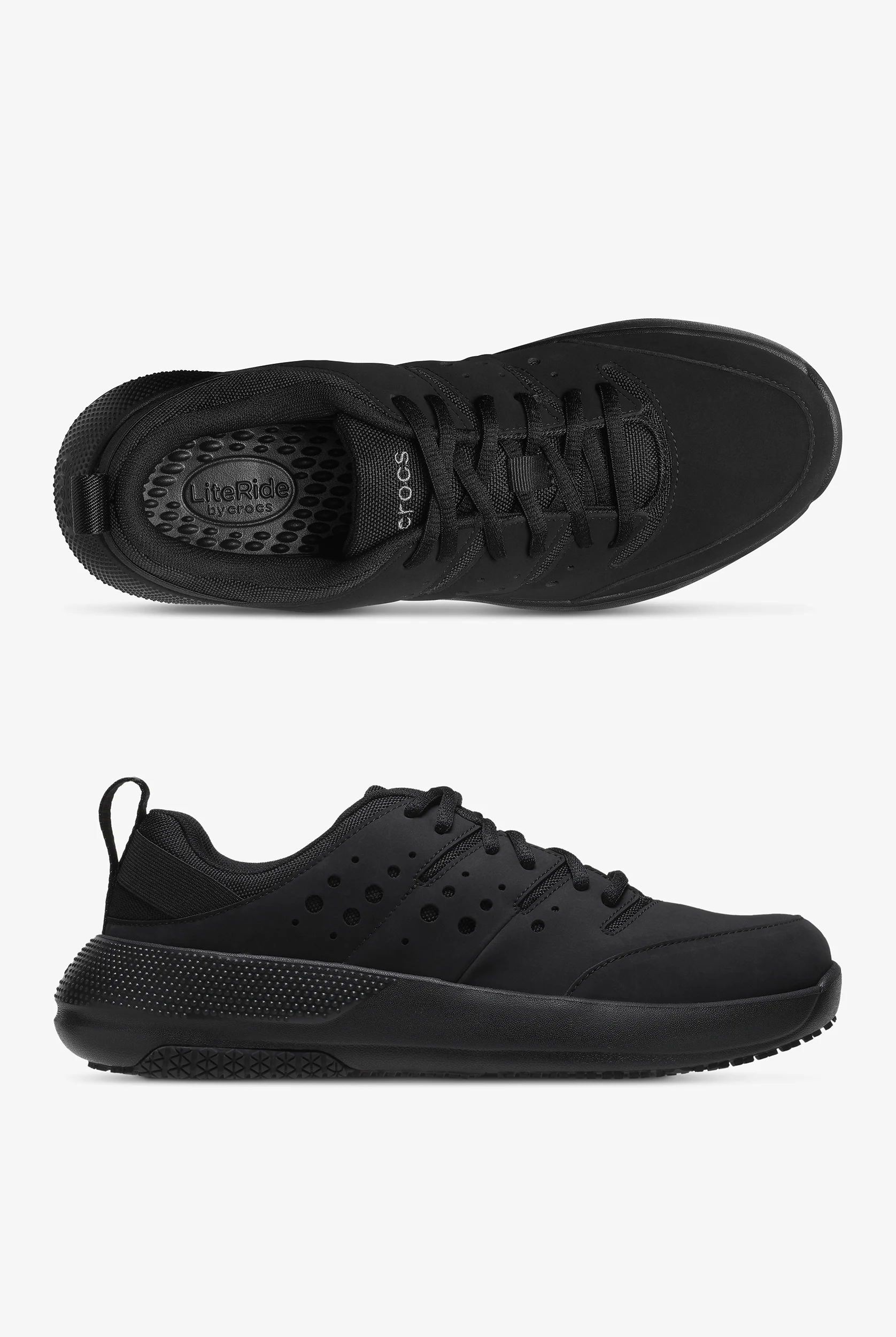 Crocs Men's On the Clock Triple Black Athletic Lace Up Shoes