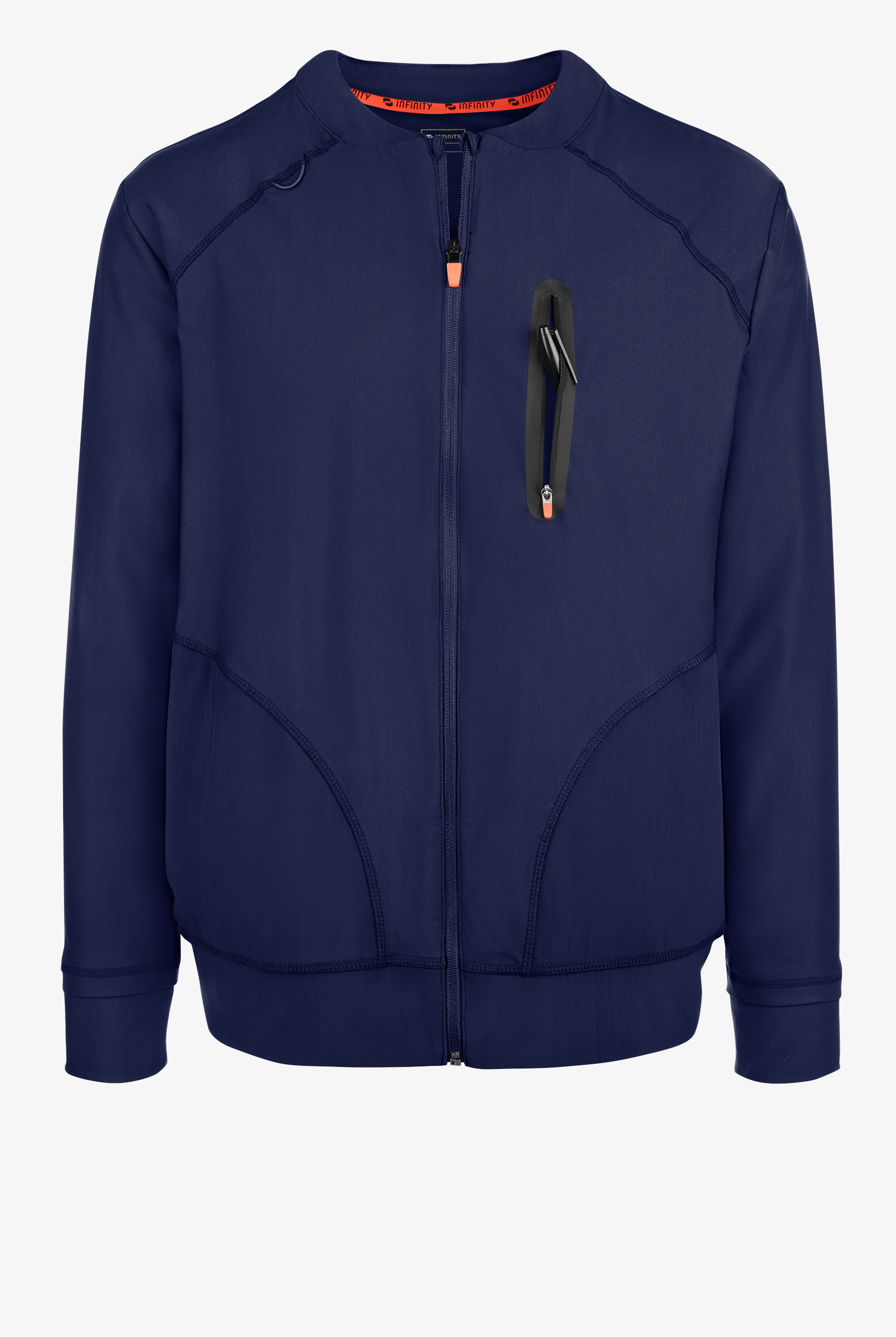 Infinity GNR8 Kinetic Knit Men's 6-Pocket STRETCH Mesh Detail Zip Front Scrub Jacket