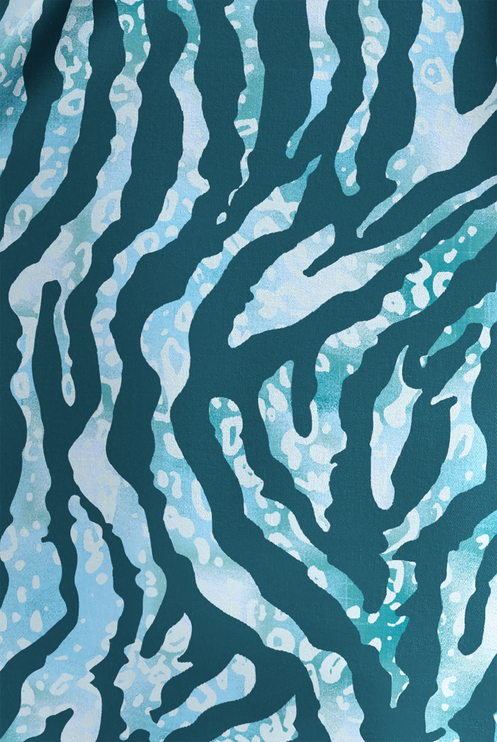 Butter-Soft STRETCH Tiger Fantasy Caribbean Blue Women's 4-Pocket Crisscross Print Scrub Top