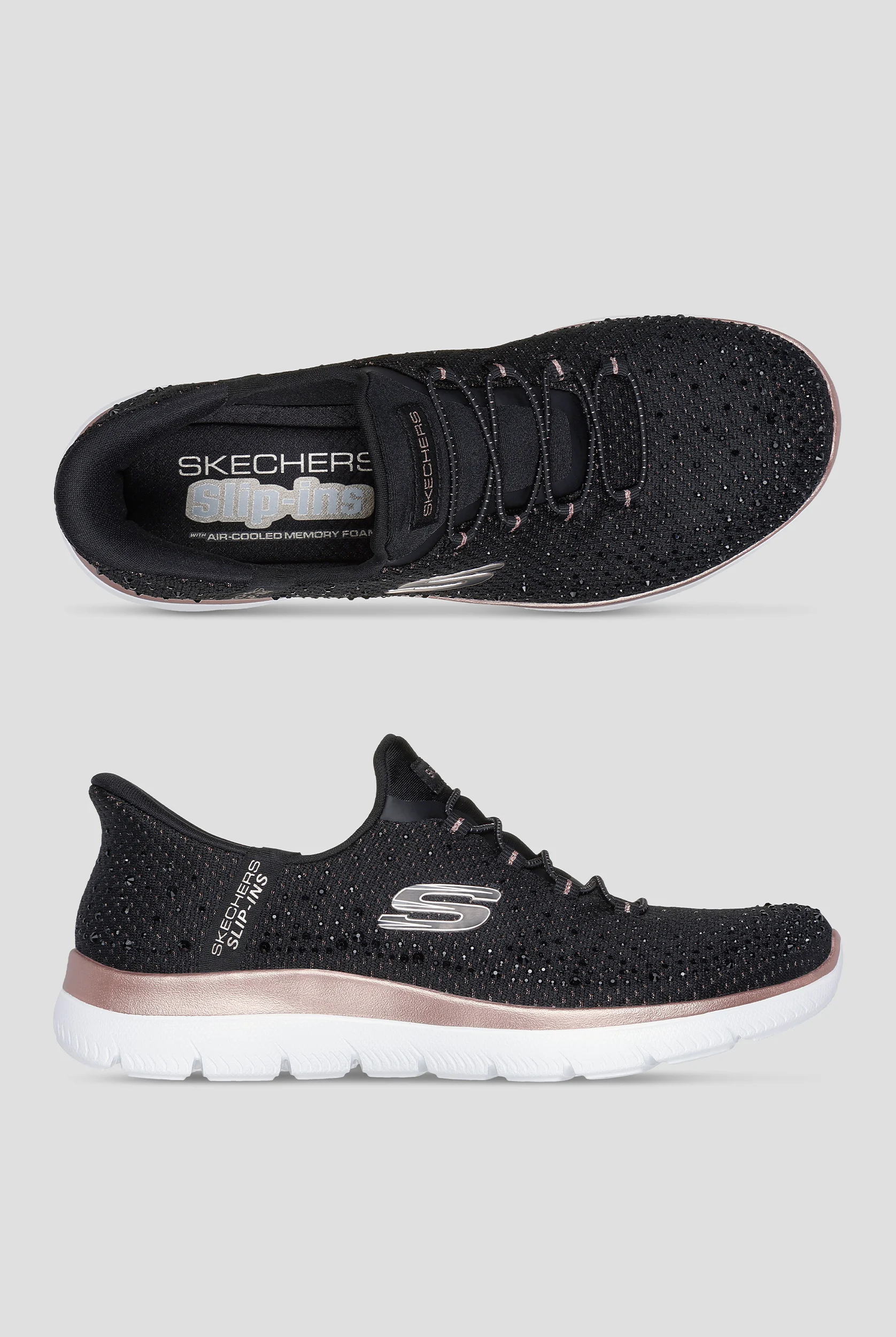Skechers Sport SKECHERS SLIP-INS: GLIDE-STEP ALTUS Black/Rose Gold Athletic Slip-On Shoes