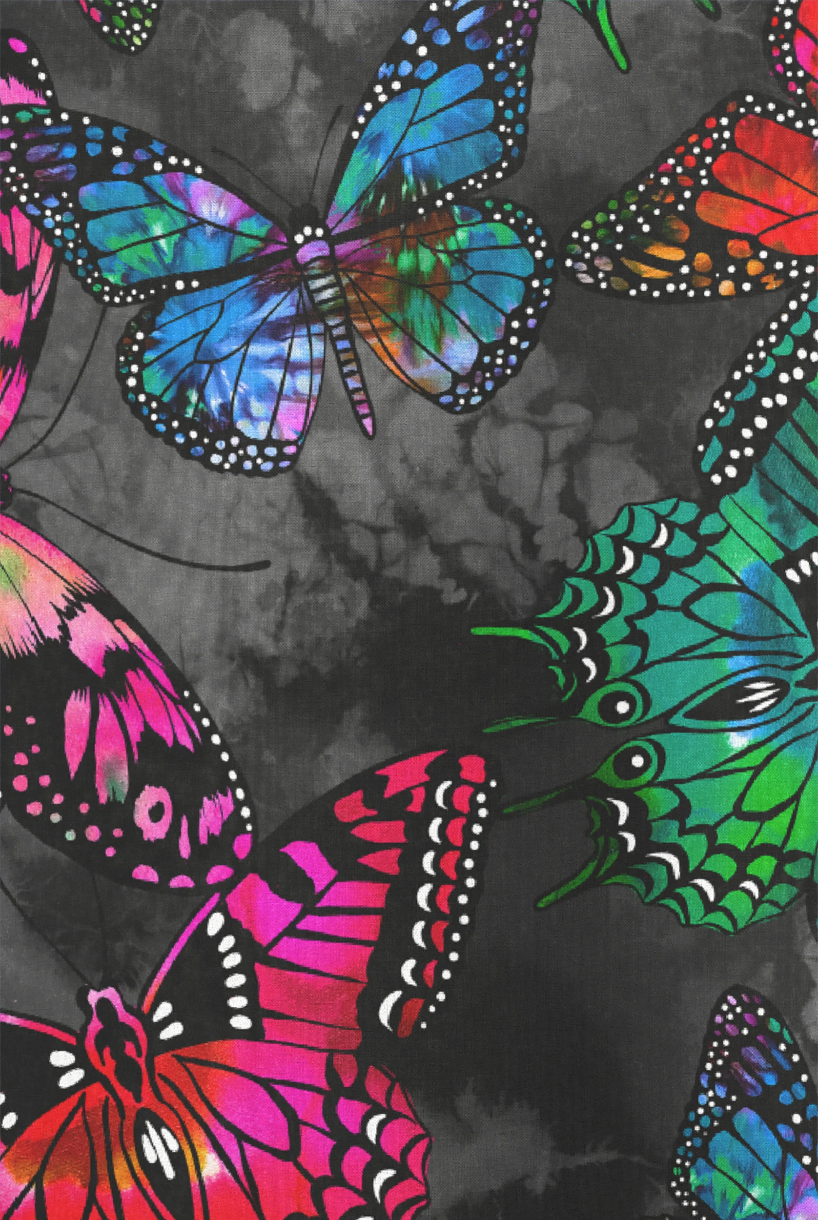 Easy STRETCH Butterfly Oasis Onyx Women's 2-Pocket Tuck-In V-Neck Print Scrub Top